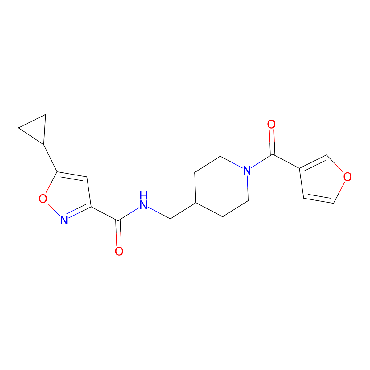 5-cyclopropyl-N-((1-(furan-3-carbonyl)piperidin-4-yl)methyl)isoxazole-3-carboxamide molecular structure, CAS 1396814-72-4