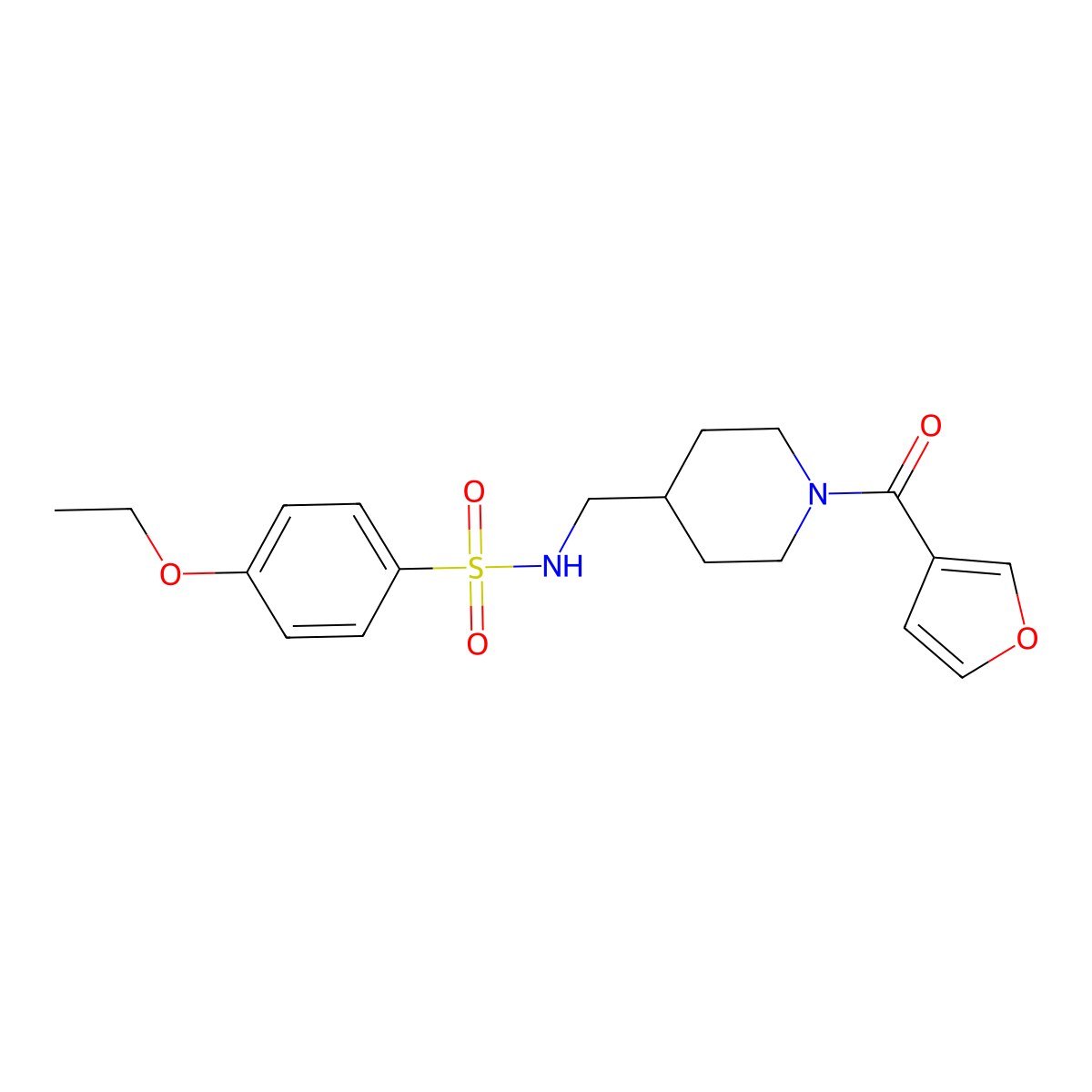 4-ethoxy-N-((1-(furan-3-carbonyl)piperidin-4-yl)methyl)benzenesulfonamide molecular structure, CAS 1396814-82-6