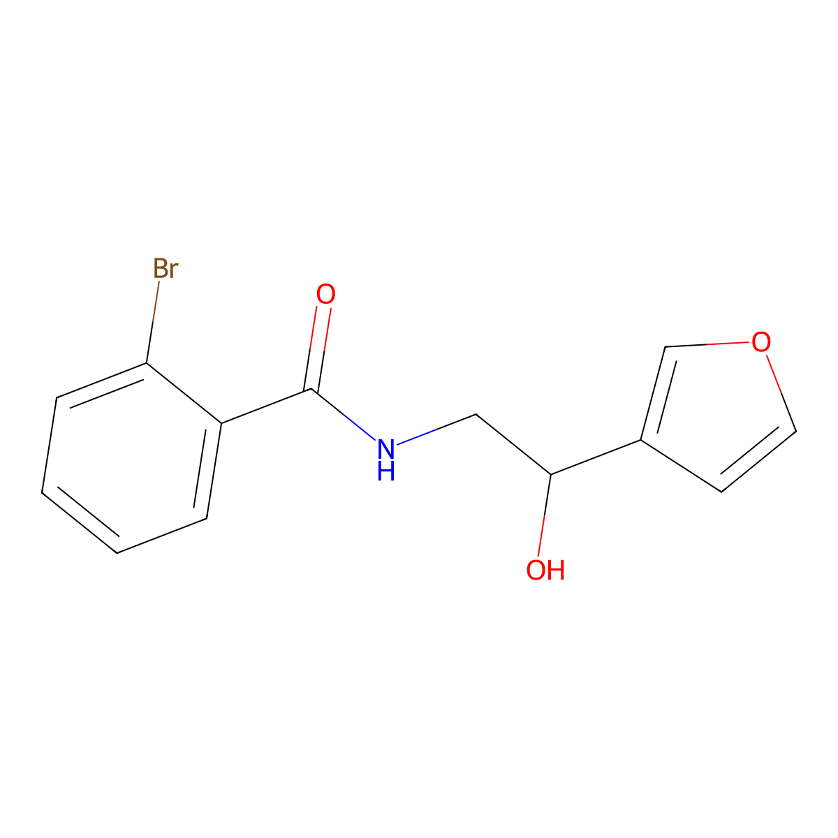 2-bromo-N-[2-(furan-3-yl)-2-hydroxyethyl]benzamide molecular structure, CAS 1396814-90-6