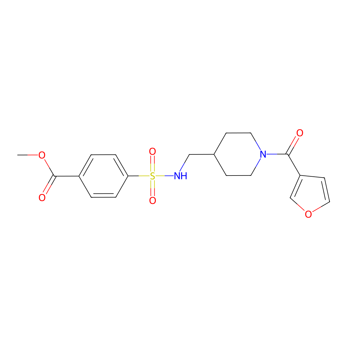 methyl 4-(N-((1-(furan-3-carbonyl)piperidin-4-yl)methyl)sulfamoyl)benzoate molecular structure, CAS 1396814-91-7