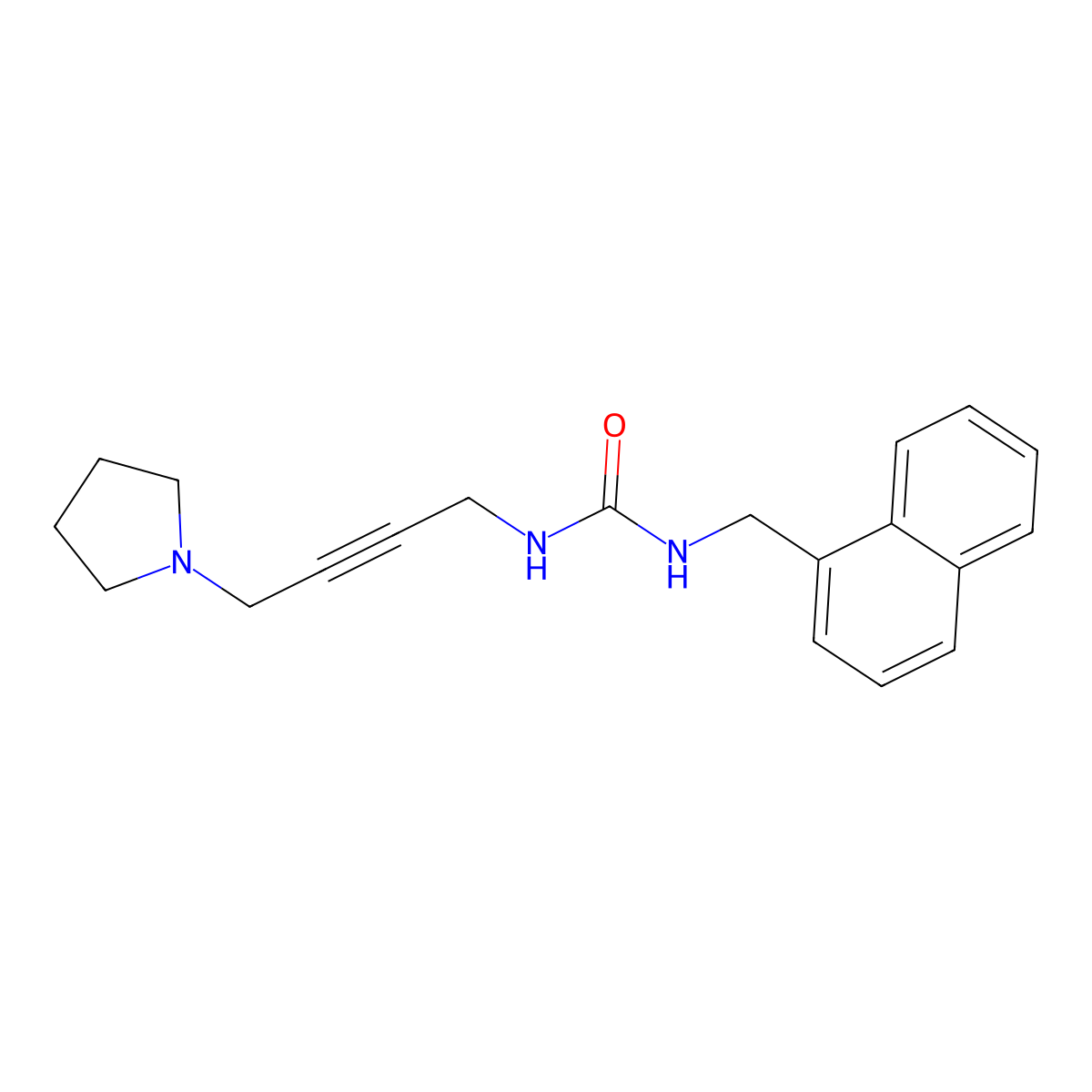 1-(Naphthalen-1-ylmethyl)-3-(4-(pyrrolidin-1-yl)but-2-yn-1-yl)urea molecular structure, CAS 1396814-92-8