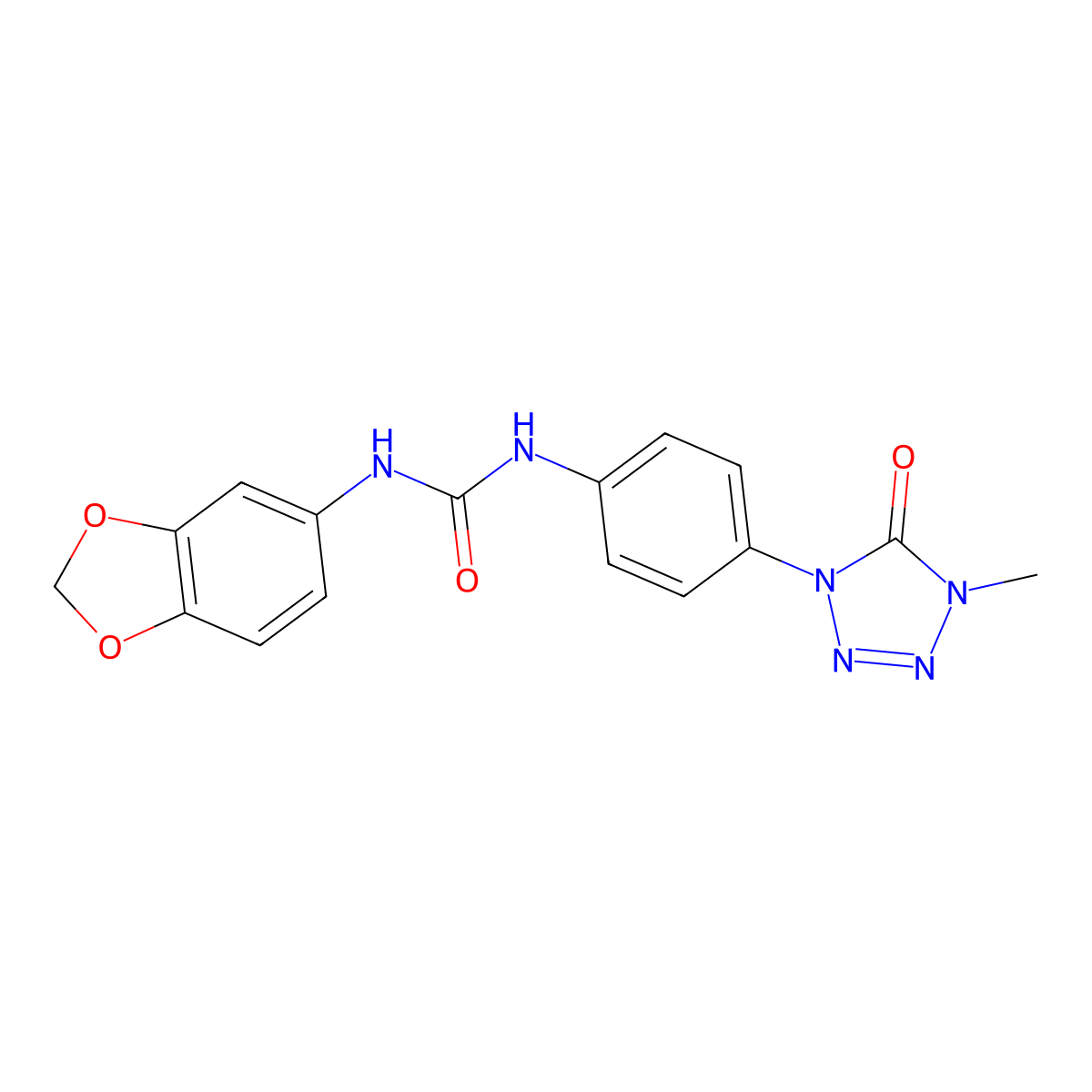 1-(benzo[d][1,3]dioxol-5-yl)-3-(4-(4-methyl-5-oxo-4,5-dihydro-1H-tetrazol-1-yl)phenyl)urea molecular structure, CAS 1396814-97-3
