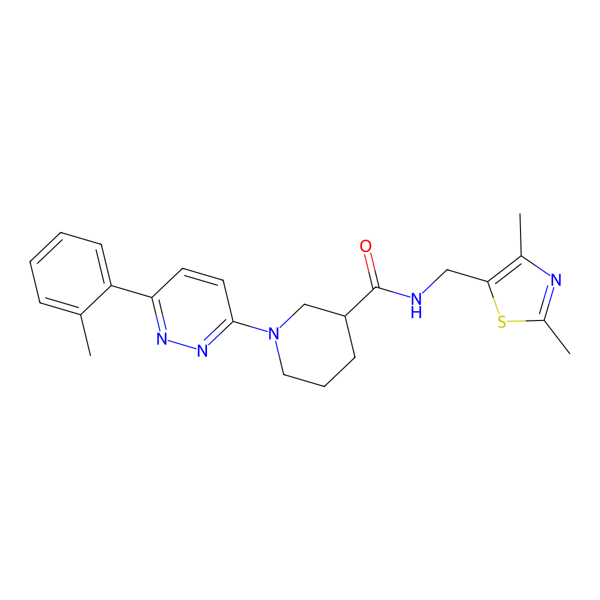 N-((2,4-dimethylthiazol-5-yl)methyl)-1-(6-(o-tolyl)pyridazin-3-yl)piperidine-3-carboxamide molecular structure, CAS 1396814-98-4