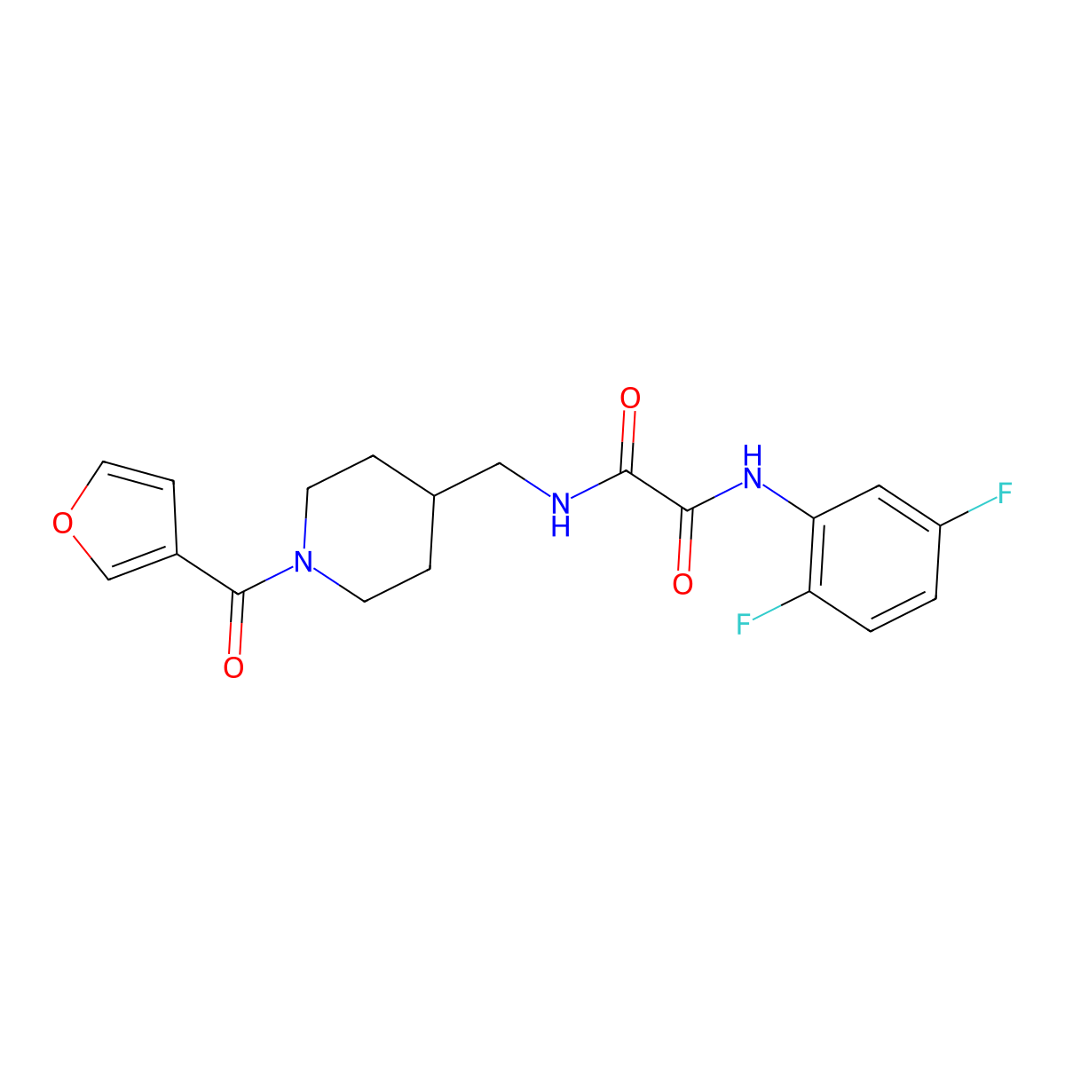 N1-(2,5-difluorophenyl)-N2-((1-(furan-3-carbonyl)piperidin-4-yl)methyl)oxalamide molecular structure, CAS 1396815-00-1
