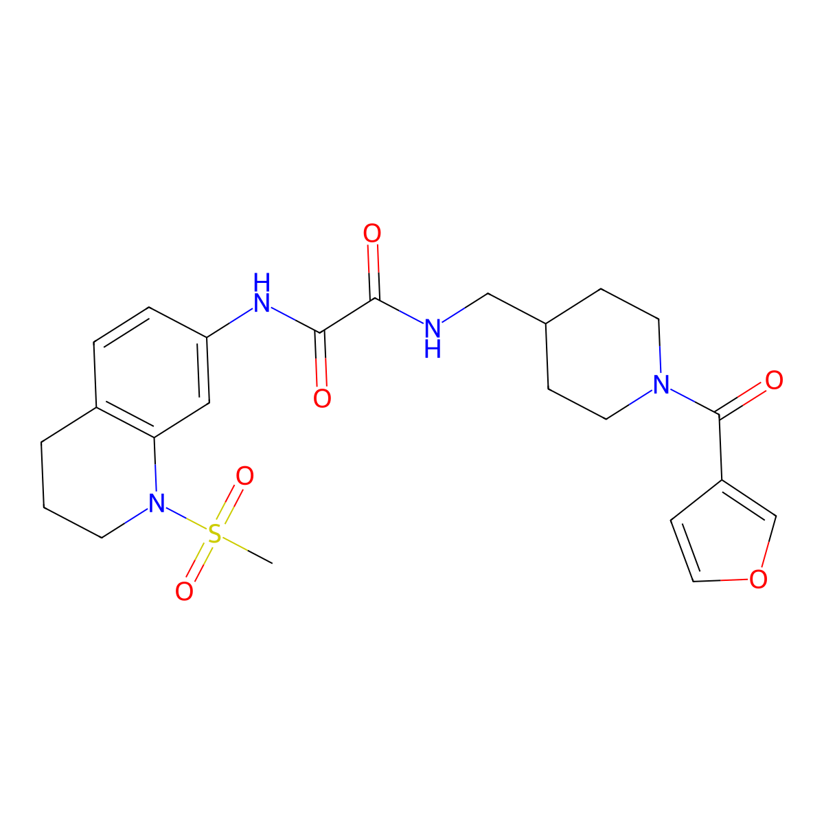 N1-((1-(furan-3-carbonyl)piperidin-4-yl)methyl)-N2-(1-(methylsulfonyl)-1,2,3,4-tetrahydroquinolin-7-yl)oxalamide molecular structure, CAS 1396815-06-7
