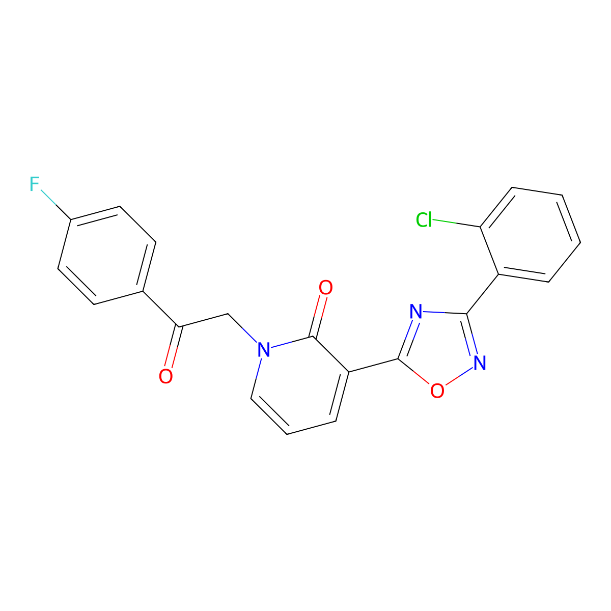 3-(3-(2-chlorophenyl)-1,2,4-oxadiazol-5-yl)-1-(2-(4-fluorophenyl)-2-oxoethyl)pyridin-2(1H)-one molecular structure, CAS 1396815-09-0