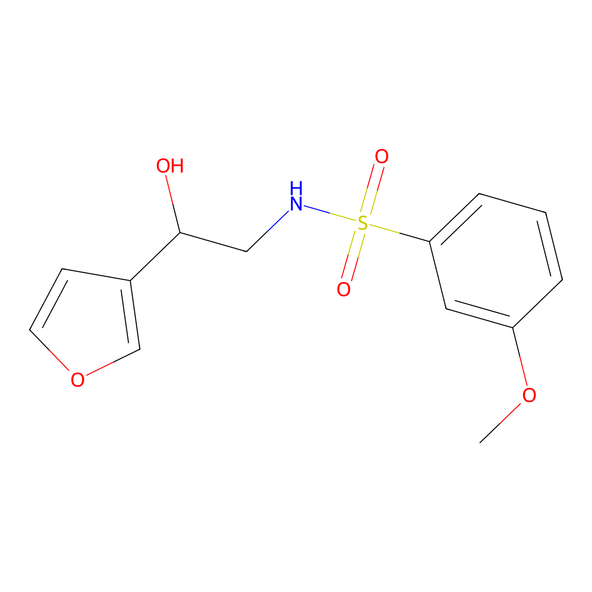 N-(2-(furan-3-yl)-2-hydroxyethyl)-3-methoxybenzenesulfonamide molecular structure, CAS 1396815-10-3
