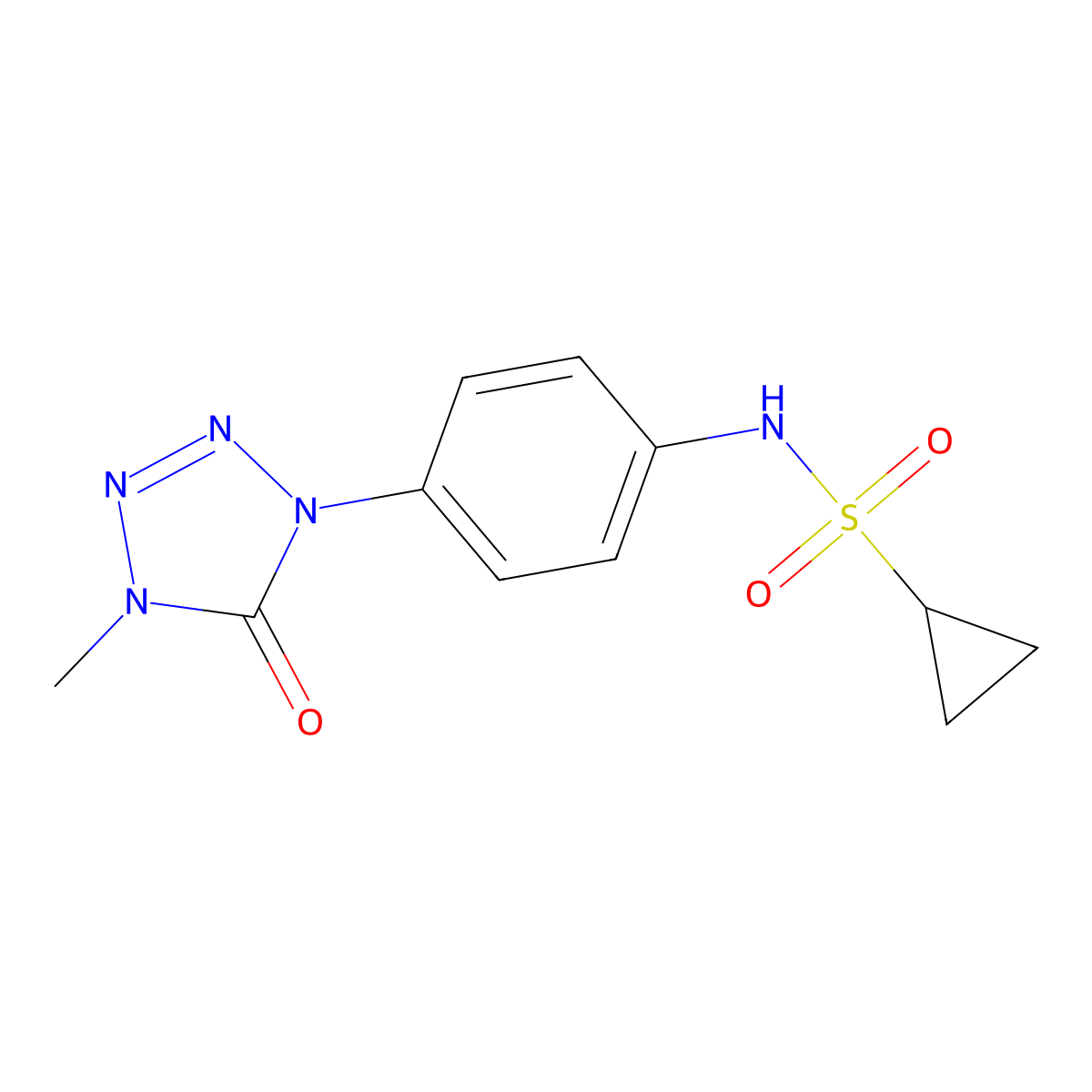 N-(4-(4-methyl-5-oxo-4,5-dihydro-1H-tetrazol-1-yl)phenyl)cyclopropanesulfonamide molecular structure, CAS 1396815-12-5