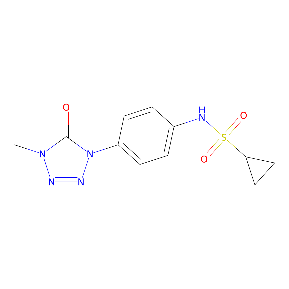 N-(4-(4-methyl-5-oxo-4,5-dihydro-1H-tetrazol-1-yl)phenyl)cyclopropanesulfonamide molecular structure, CAS 1396815-12-5