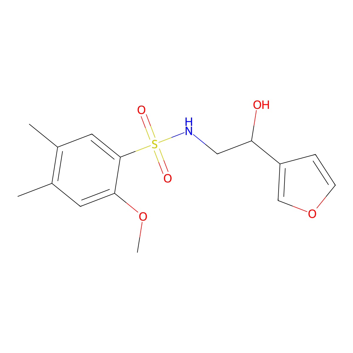 N-(2-(furan-3-yl)-2-hydroxyethyl)-2-methoxy-4,5-dimethylbenzenesulfonamide molecular structure, CAS 1396815-18-1