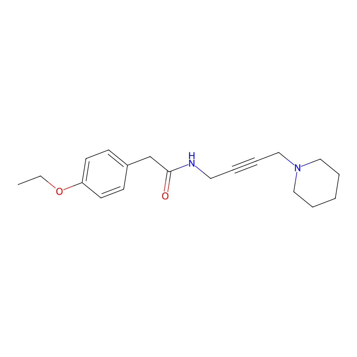 2-(4-ethoxyphenyl)-N-[4-(piperidin-1-yl)but-2-yn-1-yl]acetamide molecular structure, CAS 1396815-21-6