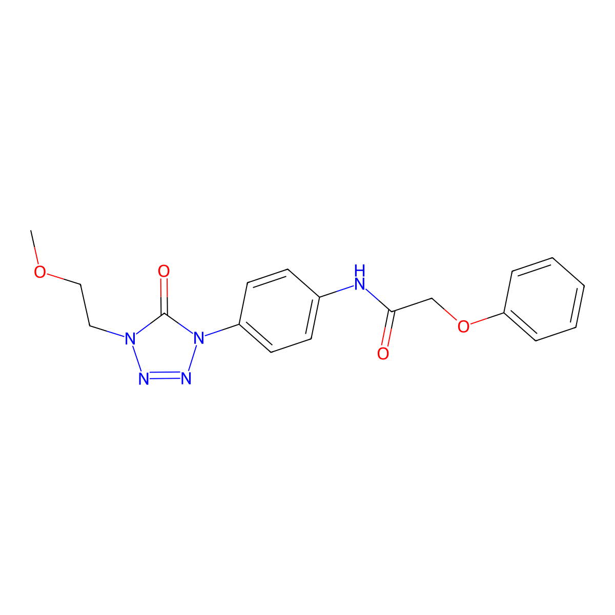 N-(4-(4-(2-methoxyethyl)-5-oxo-4,5-dihydro-1H-tetrazol-1-yl)phenyl)-2-phenoxyacetamide molecular structure, CAS 1396815-23-8