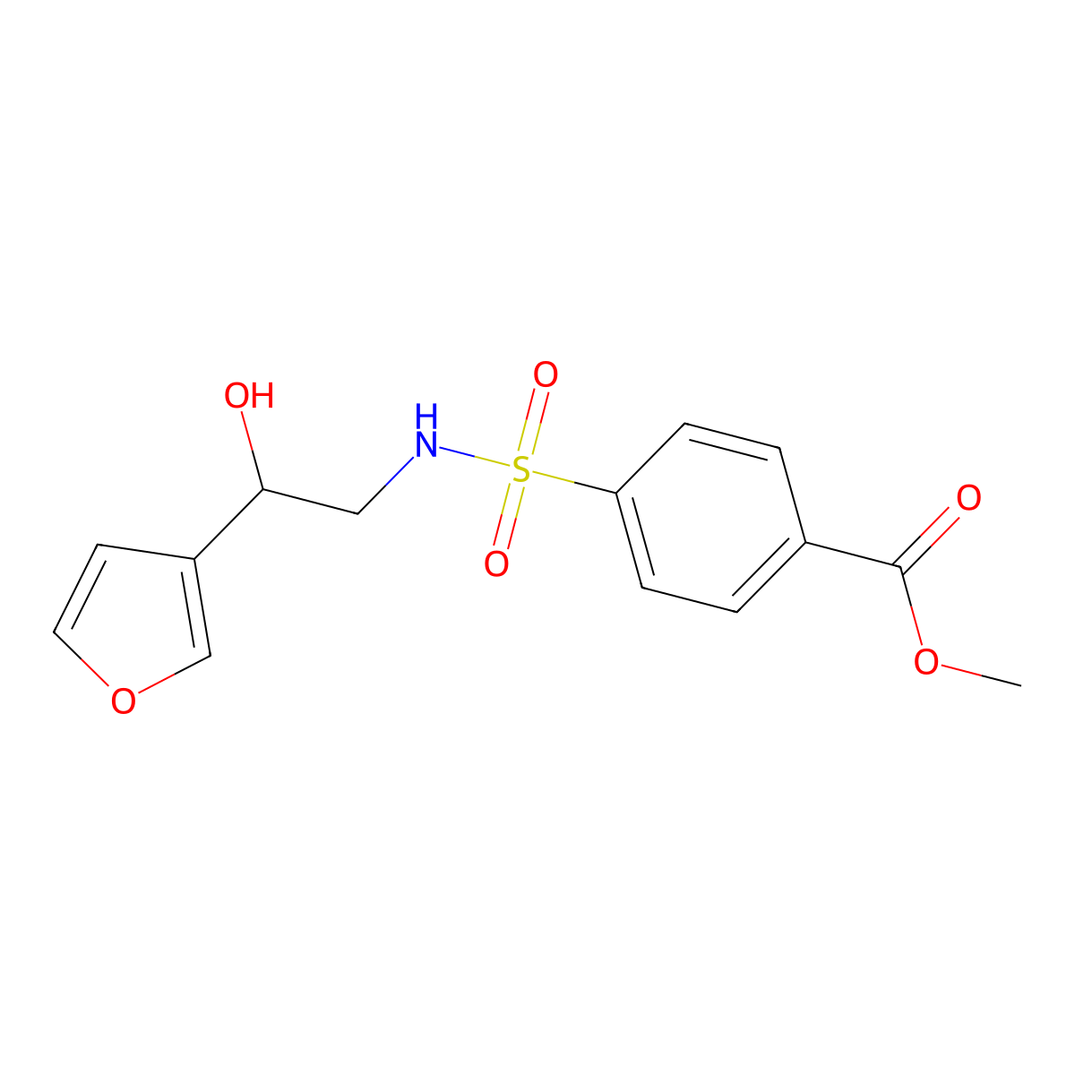 methyl 4-(N-(2-(furan-3-yl)-2-hydroxyethyl)sulfamoyl)benzoate molecular structure, CAS 1396815-27-2