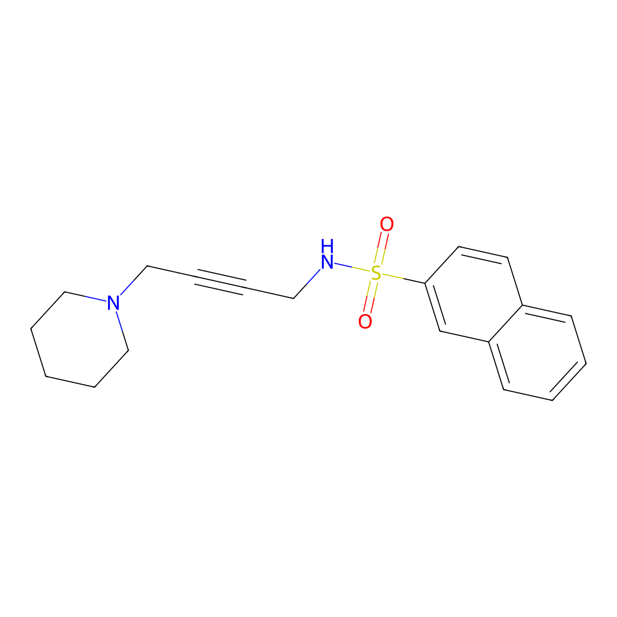 N-(4-(piperidin-1-yl)but-2-yn-1-yl)naphthalene-2-sulfonamide molecular structure, CAS 1396815-32-9
