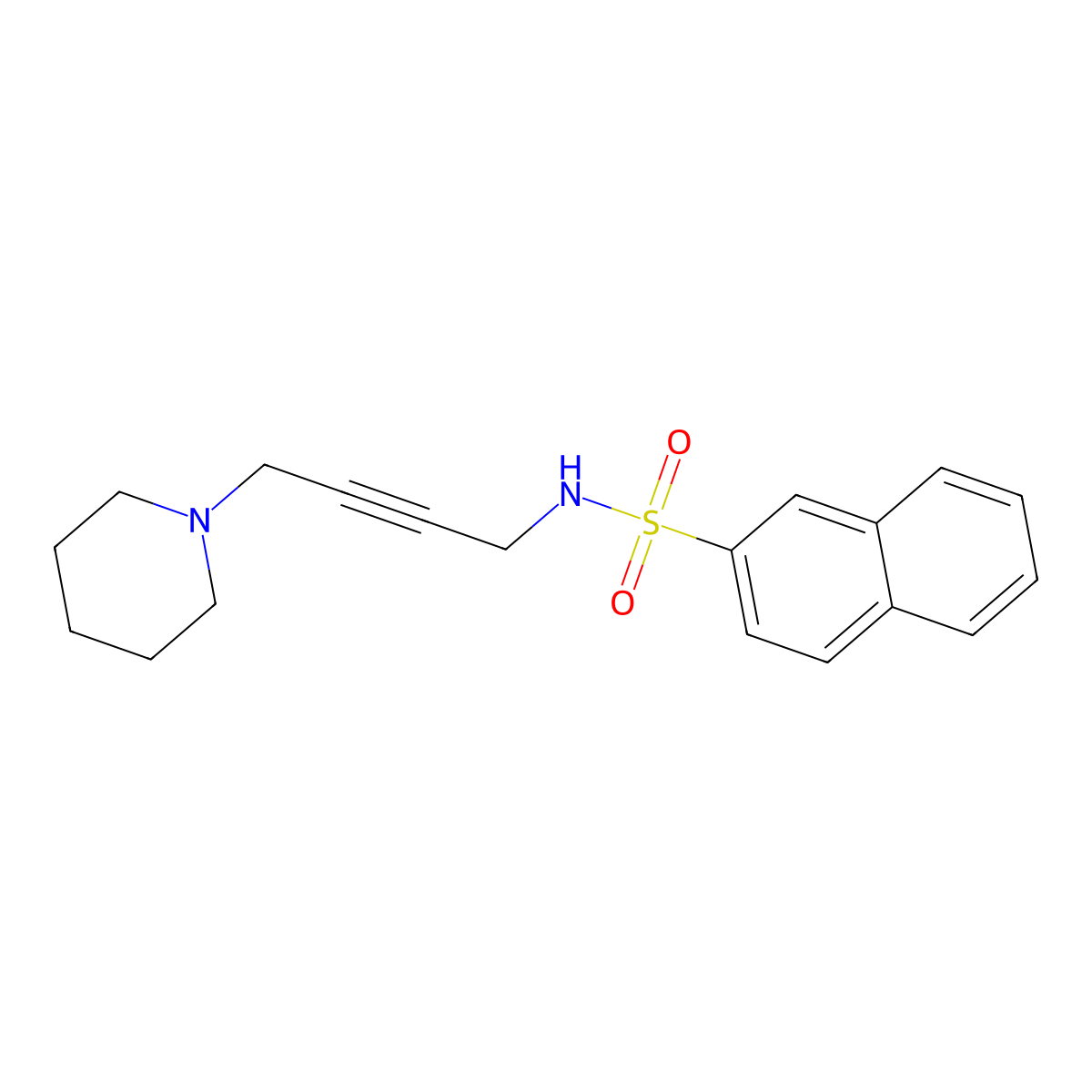 N-(4-(piperidin-1-yl)but-2-yn-1-yl)naphthalene-2-sulfonamide molecular structure, CAS 1396815-32-9