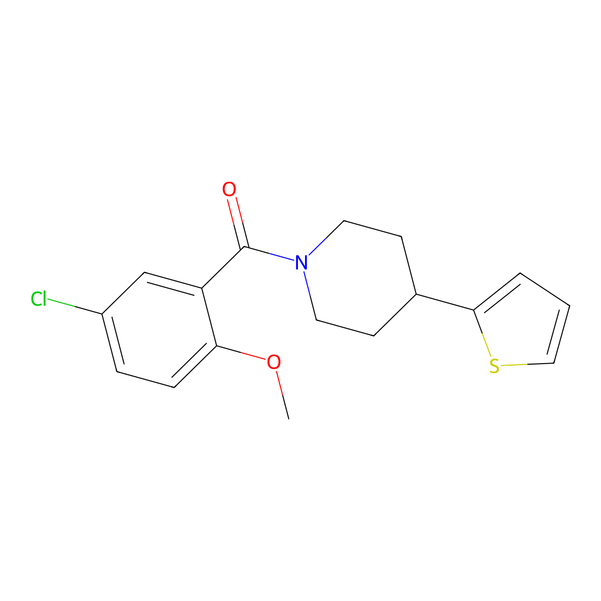 (5-Chloro-2-methoxyphenyl)(4-(thiophen-2-yl)piperidin-1-yl)methanone molecular structure, CAS 1396815-36-3