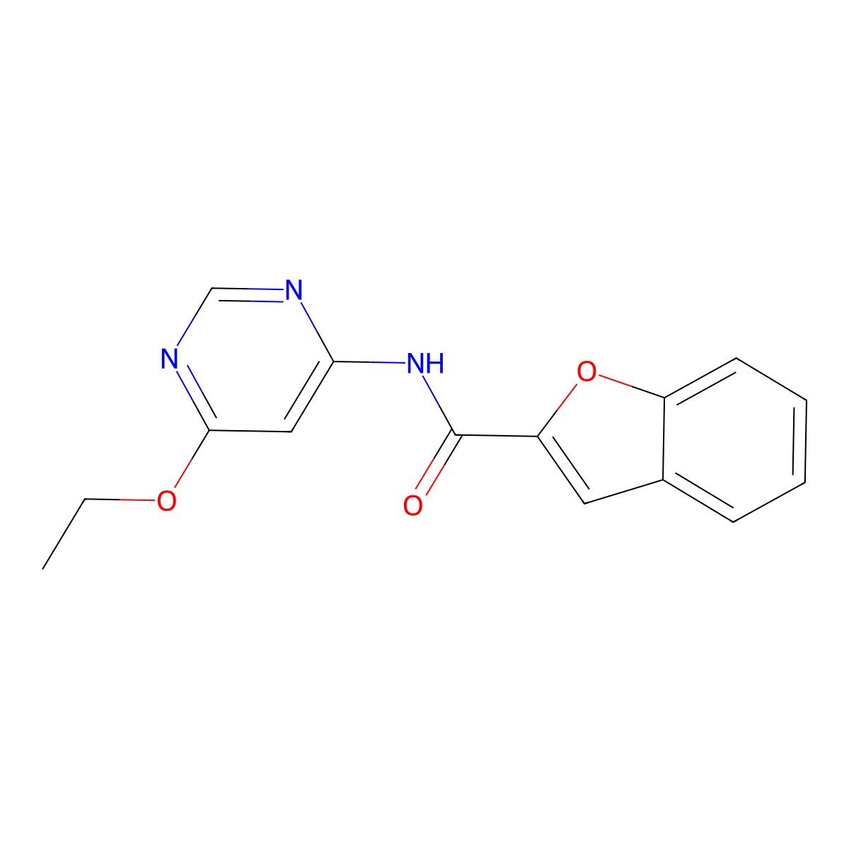N-(6-ethoxypyrimidin-4-yl)benzofuran-2-carboxamide molecular structure, CAS 1396815-50-1