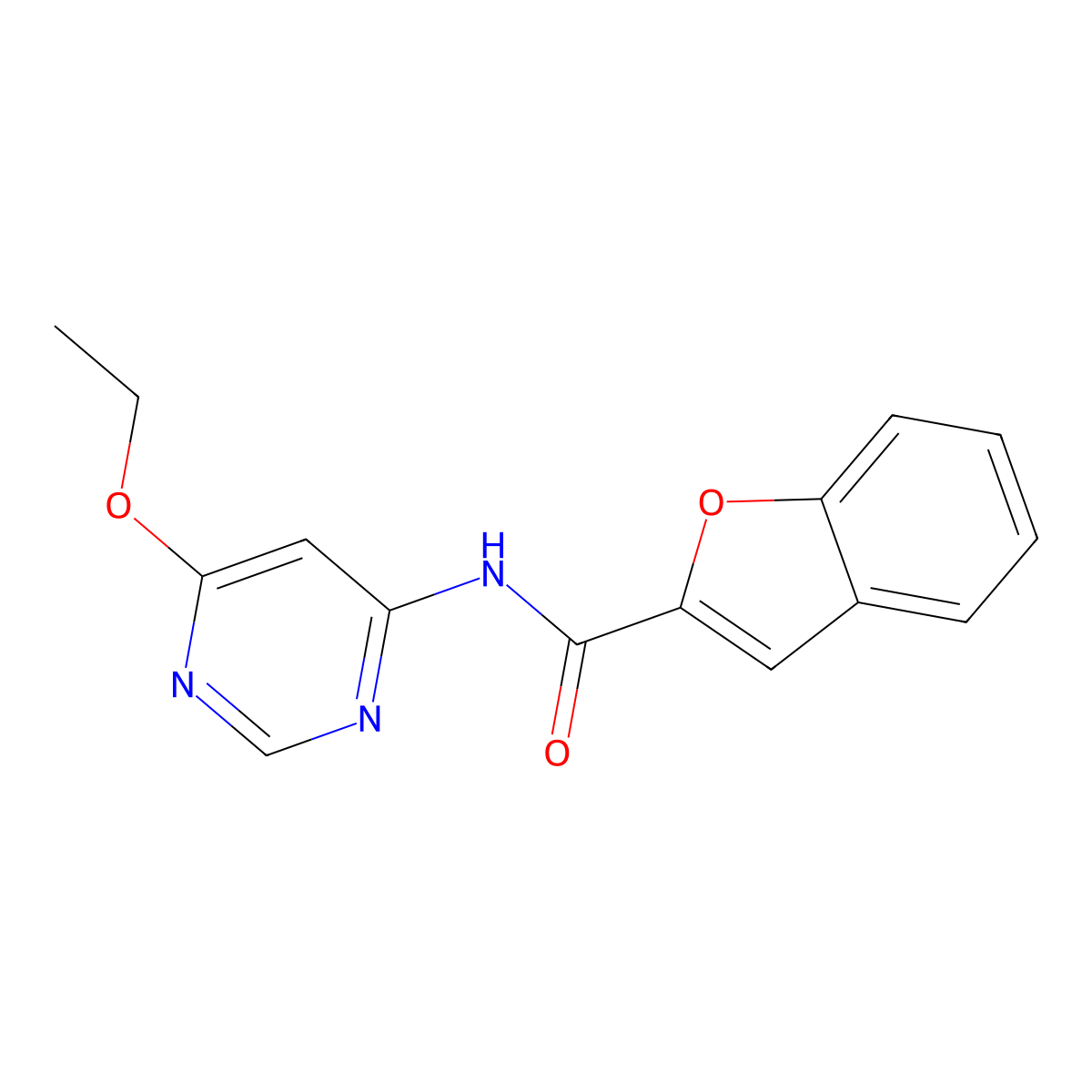 N-(6-ethoxypyrimidin-4-yl)benzofuran-2-carboxamide molecular structure, CAS 1396815-50-1