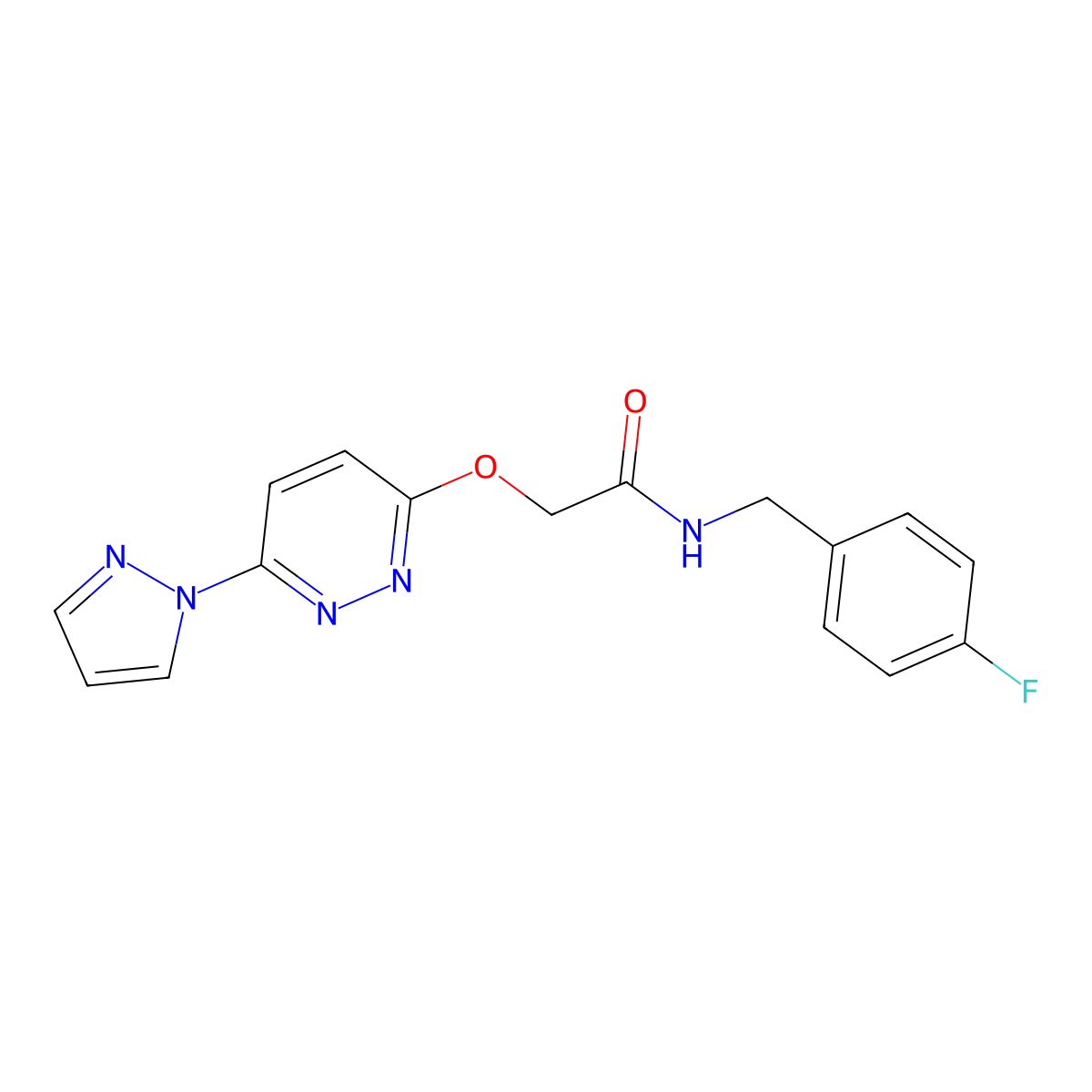 2-((6-(1H-pyrazol-1-yl)pyridazin-3-yl)oxy)-N-(4-fluorobenzyl)acetamide molecular structure, CAS 1396815-54-5