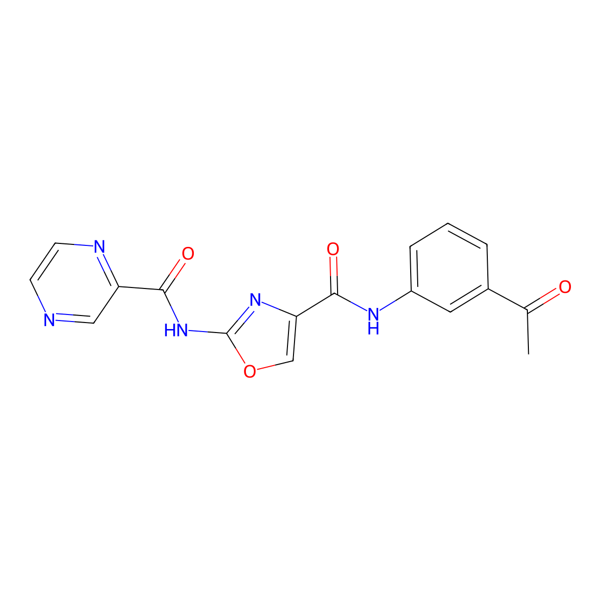 N-{4-[(3-acetylphenyl)carbamoyl]-1,3-oxazol-2-yl}pyrazine-2-carboxamide molecular structure, CAS 1396815-60-3