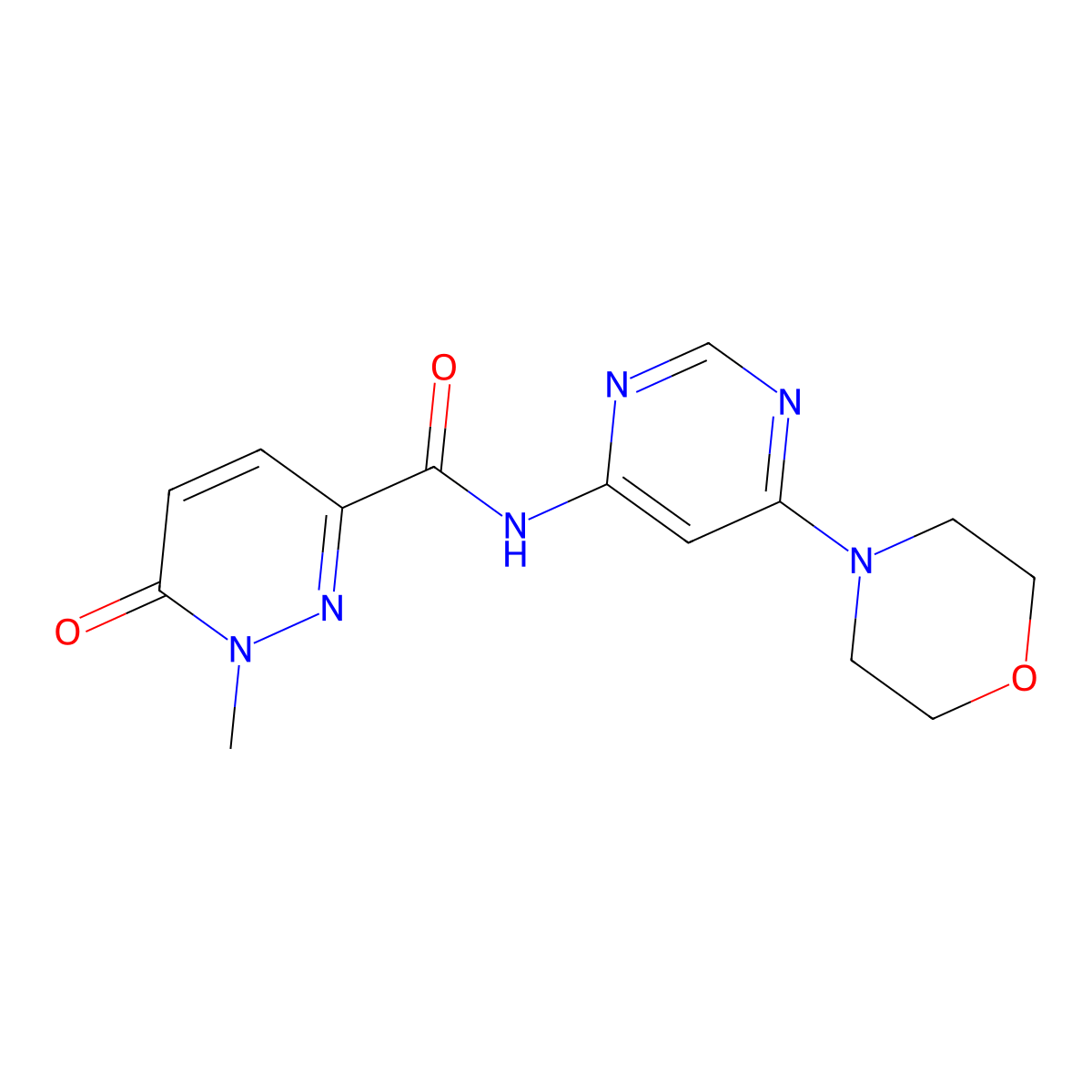 1-methyl-N-(6-morpholinopyrimidin-4-yl)-6-oxo-1,6-dihydropyridazine-3-carboxamide molecular structure, CAS 1396815-69-2