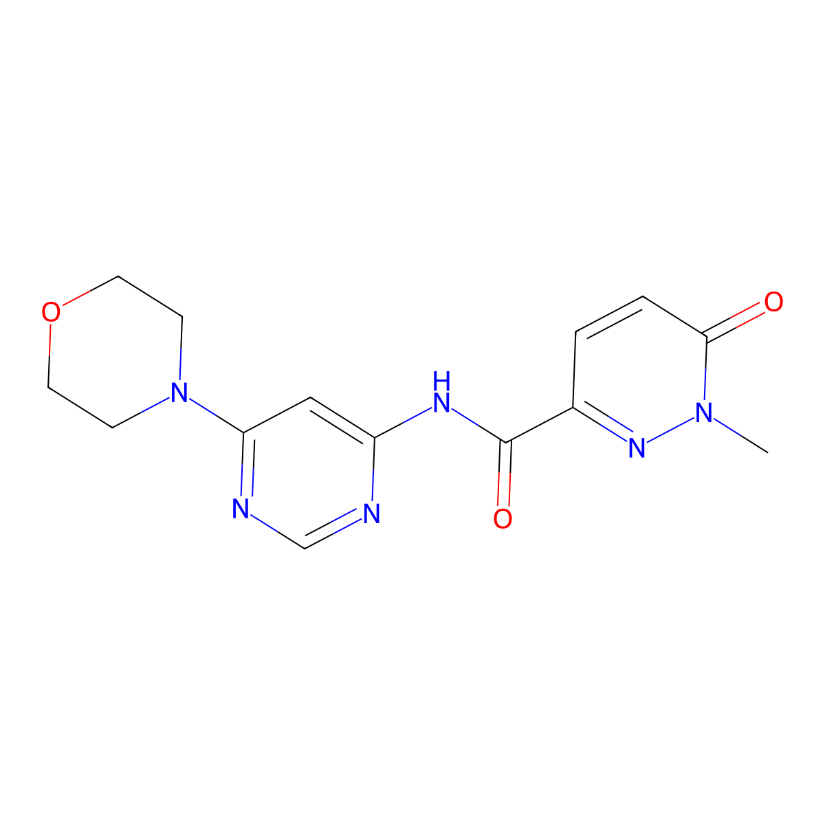 1-methyl-N-(6-morpholinopyrimidin-4-yl)-6-oxo-1,6-dihydropyridazine-3-carboxamide molecular structure, CAS 1396815-69-2