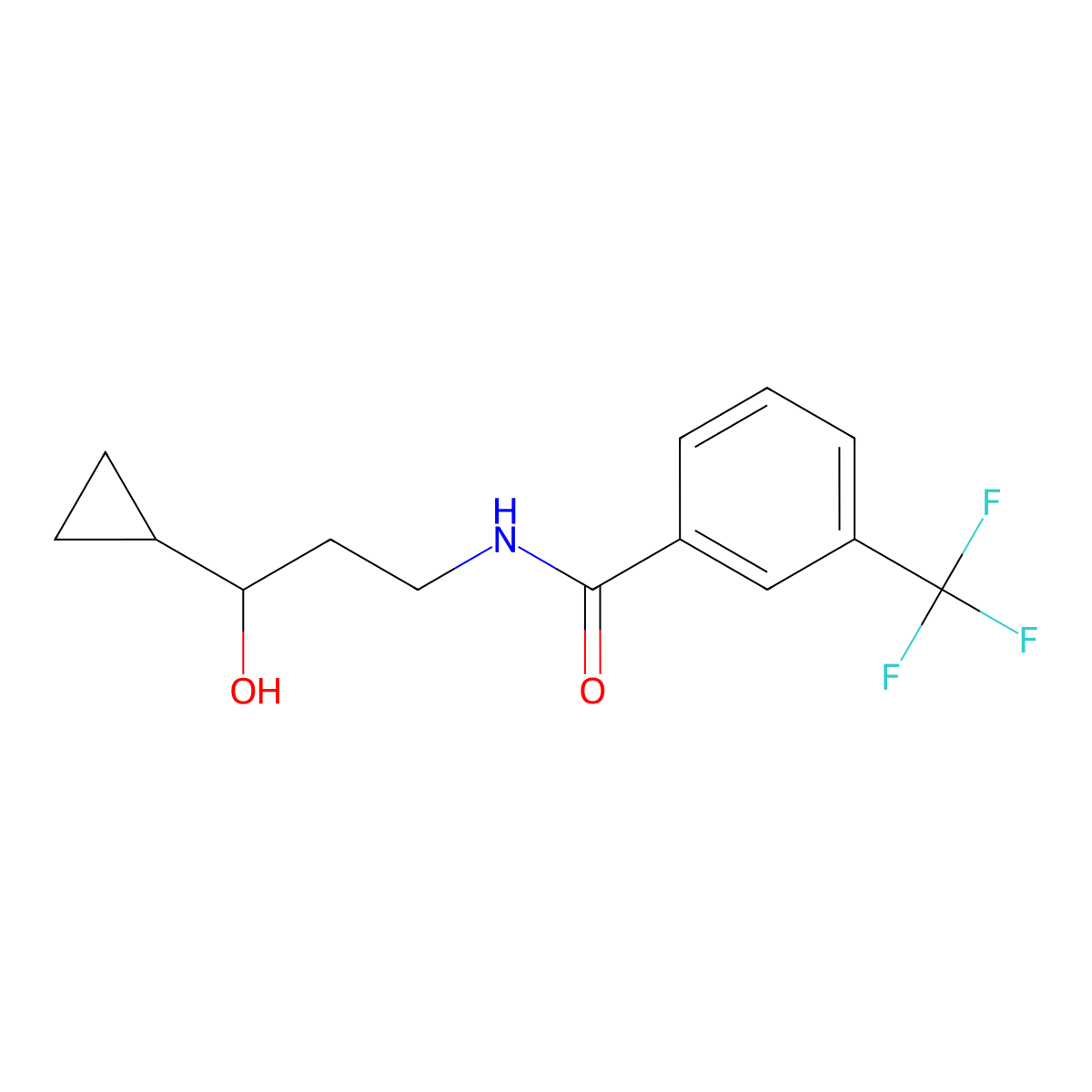 N-(3-cyclopropyl-3-hydroxypropyl)-3-(trifluoromethyl)benzamide molecular structure, CAS 1396815-75-0