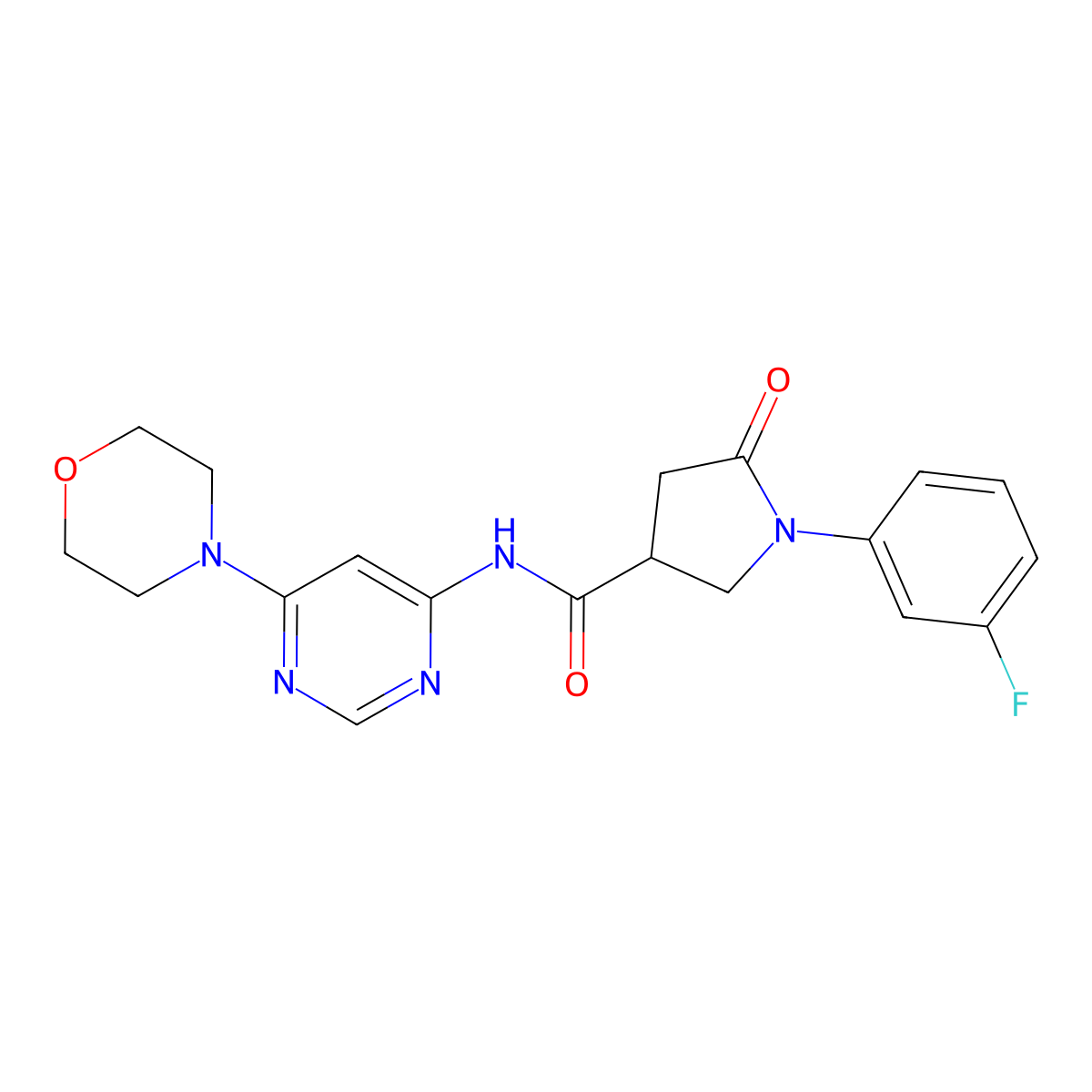 1-(3-fluorophenyl)-N-(6-morpholinopyrimidin-4-yl)-5-oxopyrrolidine-3-carboxamide molecular structure, CAS 1396815-80-7