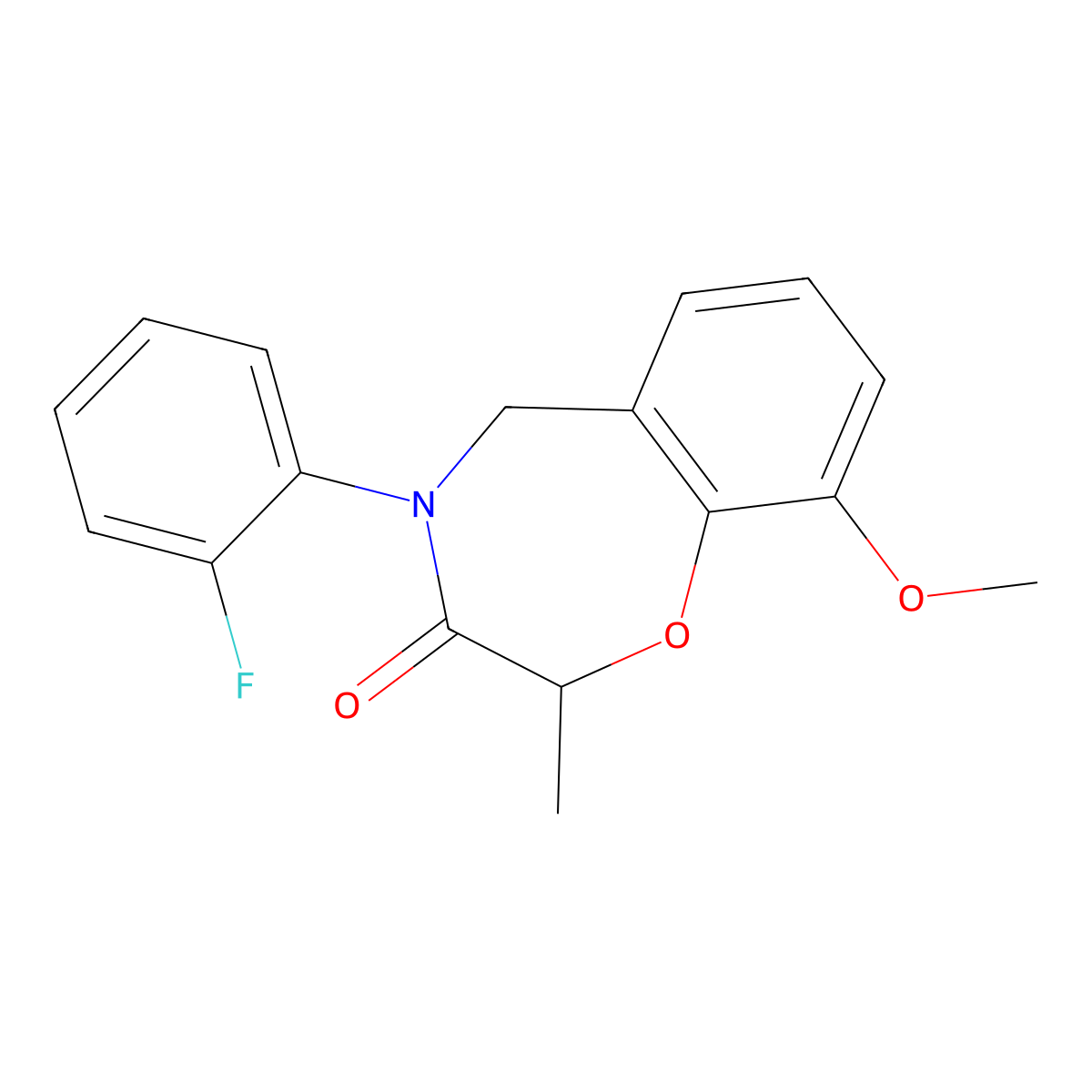 4-(2-fluorophenyl)-9-methoxy-2-methyl-4,5-dihydro-1,4-benzoxazepin-3(2H)-one molecular structure, CAS 1396815-83-0