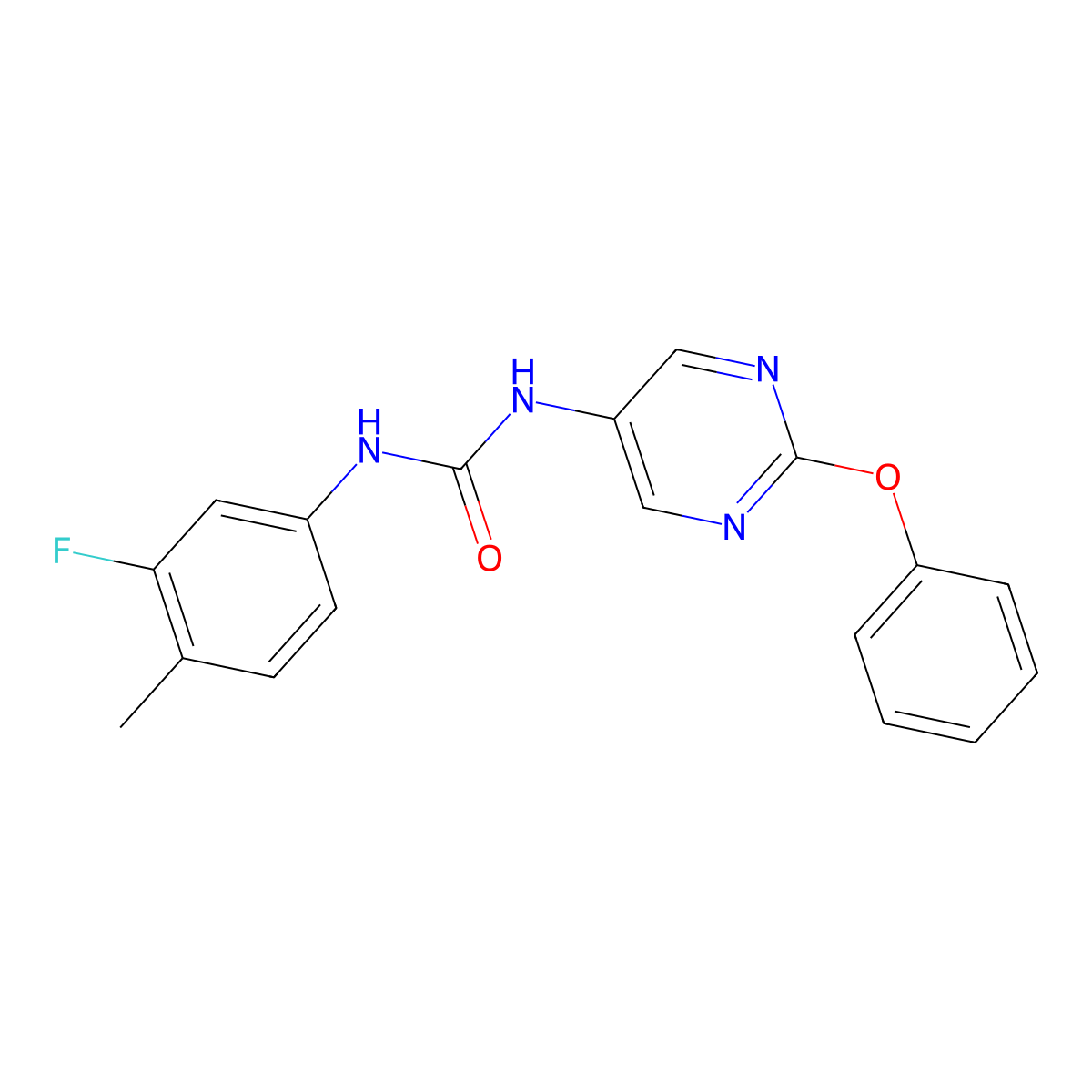 1-(3-Fluoro-4-methylphenyl)-3-(2-phenoxypyrimidin-5-yl)urea molecular structure, CAS 1396815-87-4