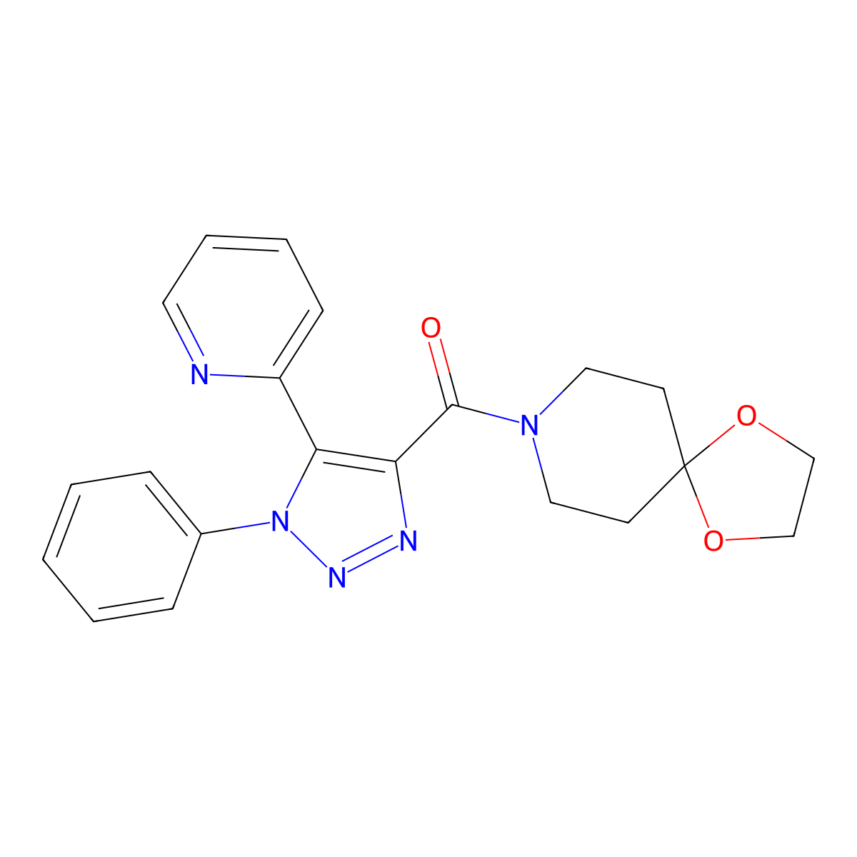 8-[(1-phenyl-5-pyridin-2-yl-1H-1,2,3-triazol-4-yl)carbonyl]-1,4-dioxa-8-azaspiro[4.5]decane molecular structure, CAS 1396815-92-1