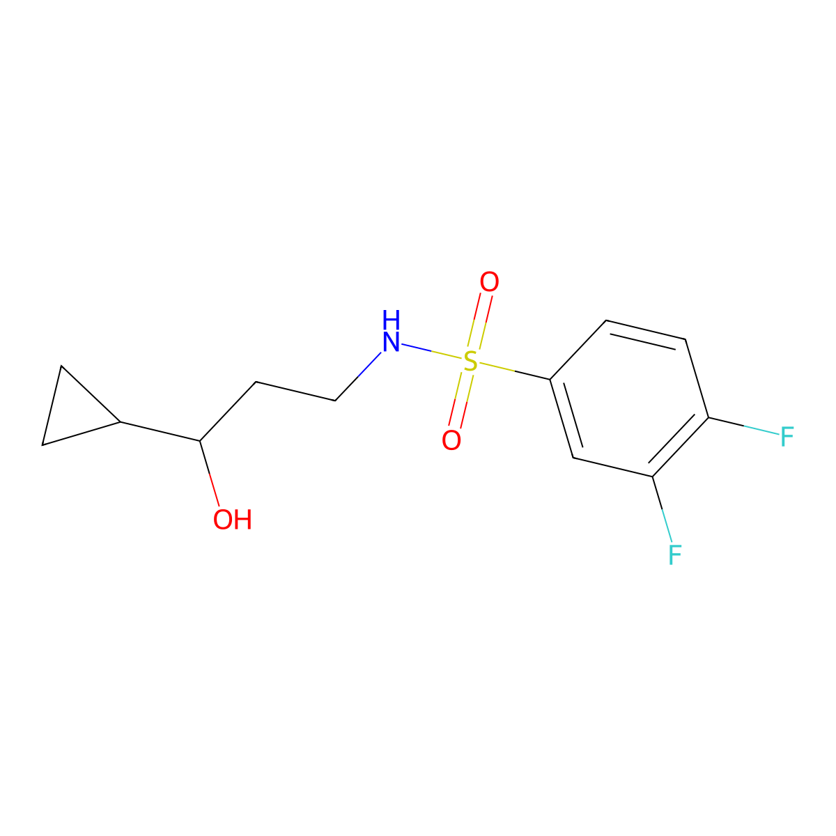 N-(3-cyclopropyl-3-hydroxypropyl)-3,4-difluorobenzenesulfonamide molecular structure, CAS 1396815-94-3