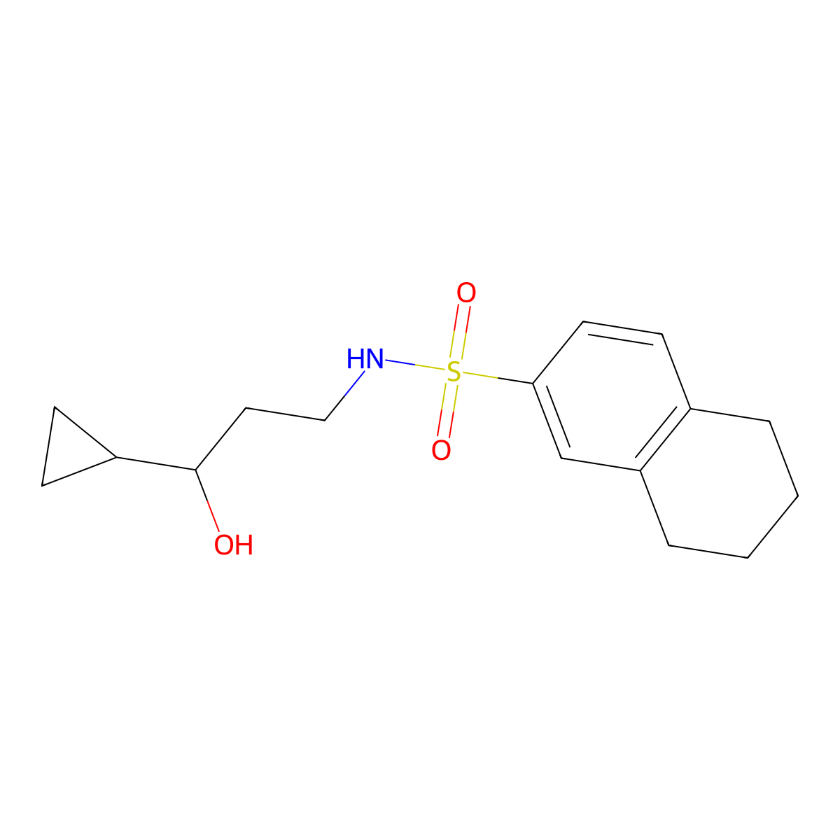 N-(3-cyclopropyl-3-hydroxypropyl)-5,6,7,8-tetrahydronaphthalene-2-sulfonamide molecular structure, CAS 1396816-03-7