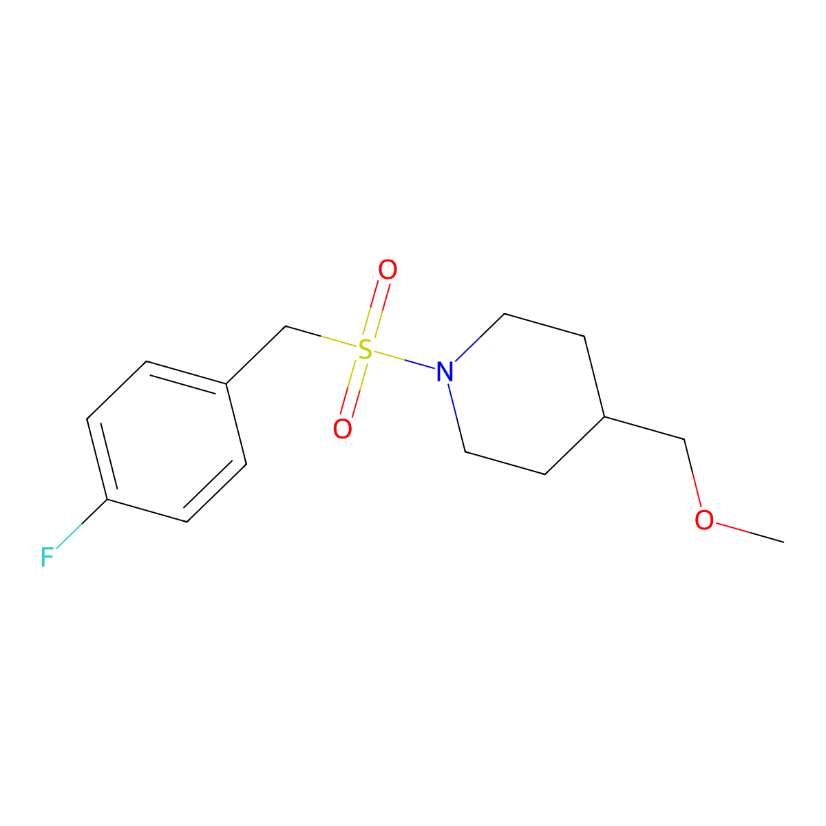 1-((4-Fluorobenzyl)sulfonyl)-4-(methoxymethyl)piperidine molecular structure, CAS 1396816-04-8