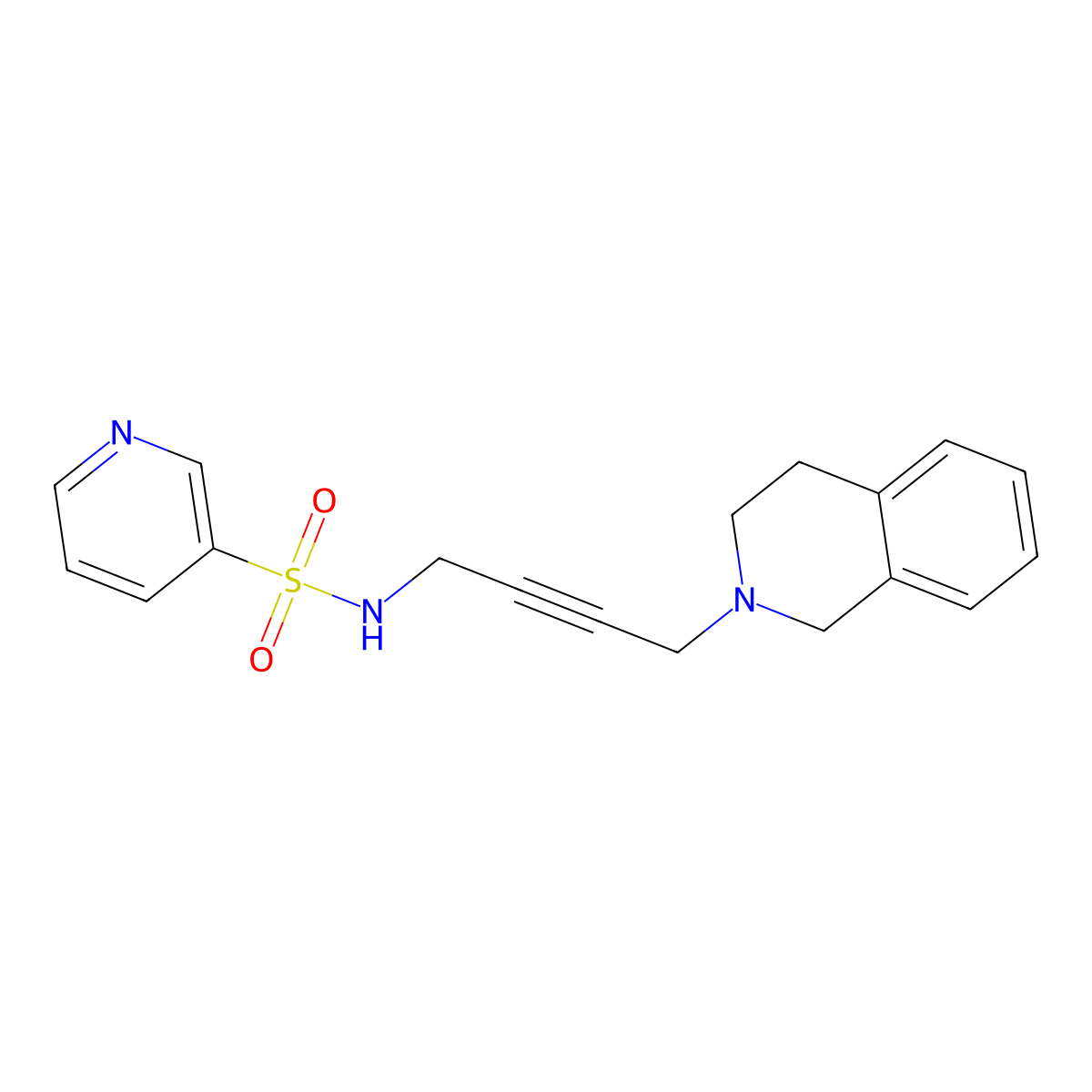 N-(4-(3,4-dihydroisoquinolin-2(1H)-yl)but-2-yn-1-yl)pyridine-3-sulfonamide molecular structure, CAS 1396816-07-1