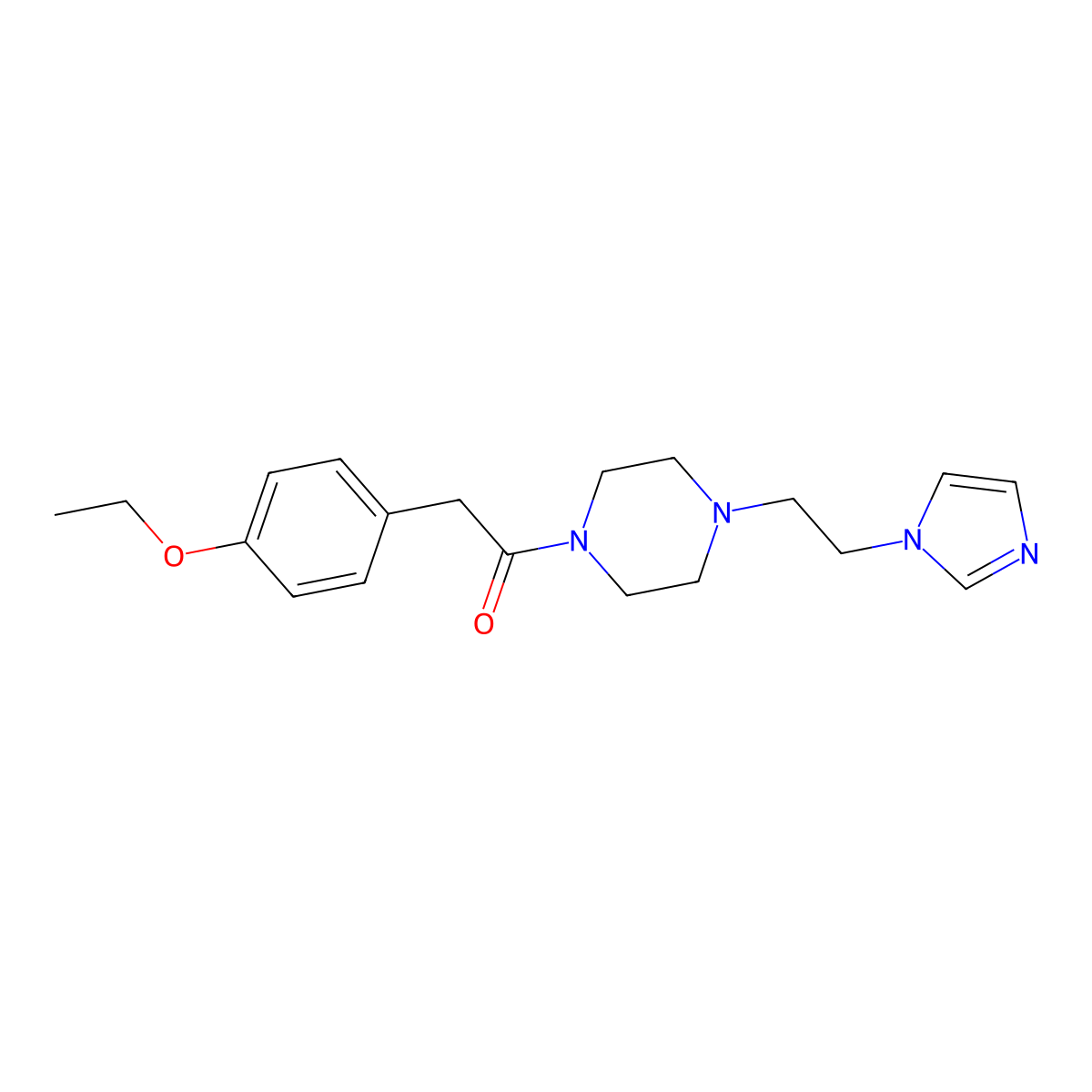 1-(4-(2-(1H-imidazol-1-yl)ethyl)piperazin-1-yl)-2-(4-ethoxyphenyl)ethanone molecular structure, CAS 1396816-08-2