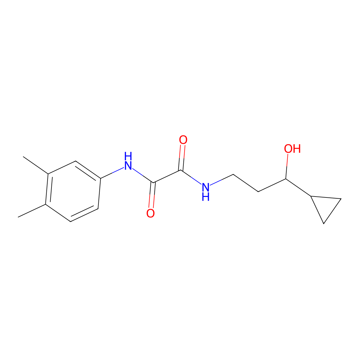 N1-(3-cyclopropyl-3-hydroxypropyl)-N2-(3,4-dimethylphenyl)oxalamide molecular structure, CAS 1396816-09-3