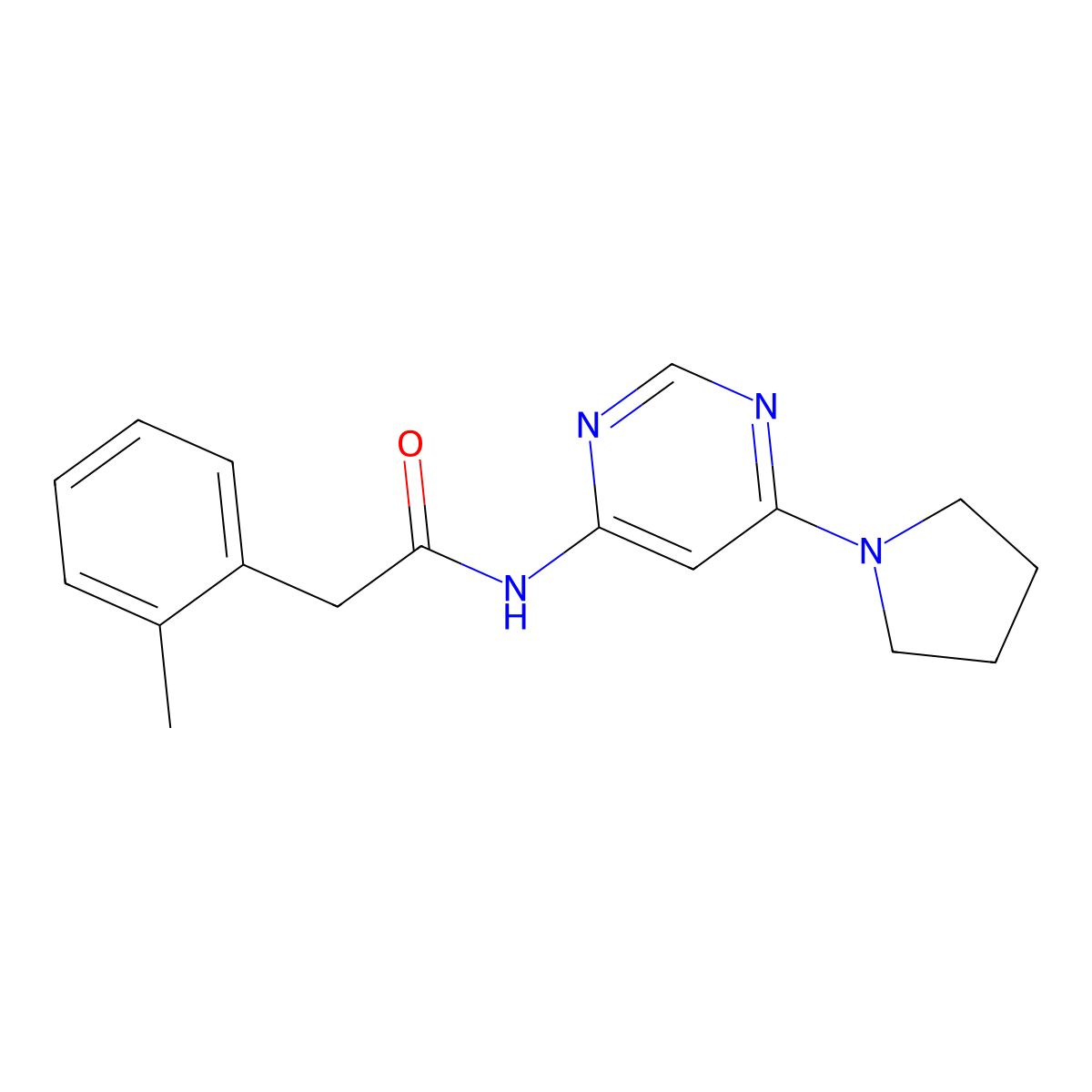 N-(6-(pyrrolidin-1-yl)pyrimidin-4-yl)-2-(o-tolyl)acetamide molecular structure, CAS 1396816-14-0