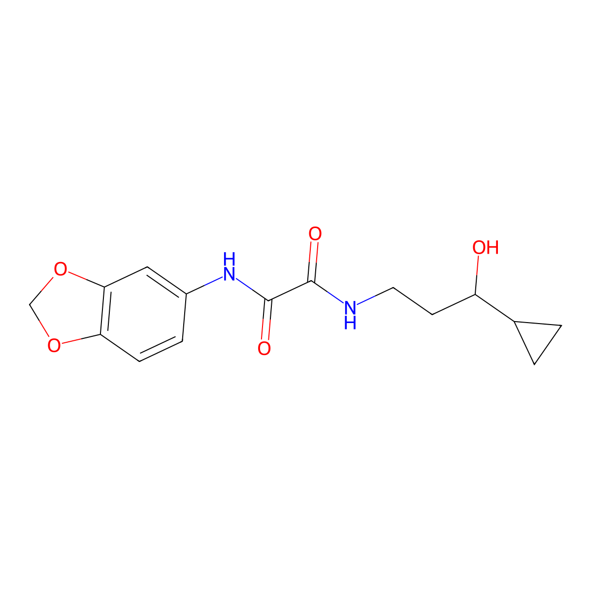N1-(benzo[d][1,3]dioxol-5-yl)-N2-(3-cyclopropyl-3-hydroxypropyl)oxalamide molecular structure, CAS 1396843-05-2