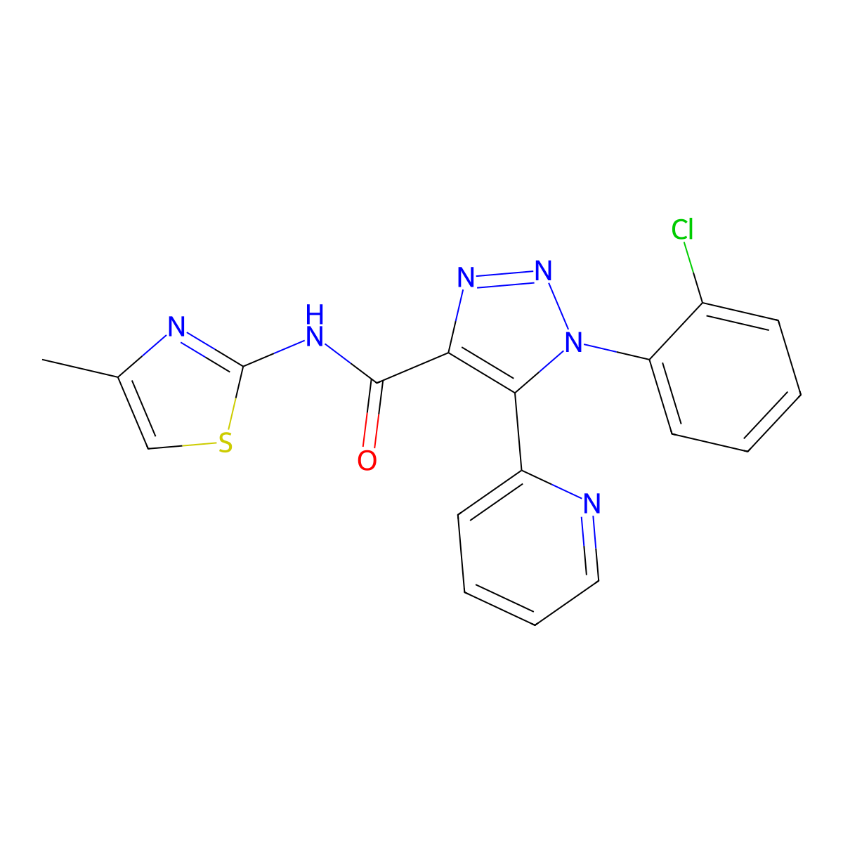1-(2-chlorophenyl)-N-(4-methyl-1,3-thiazol-2-yl)-5-pyridin-2-yl-1H-1,2,3-triazole-4-carboxamide molecular structure, CAS 1396843-08-5