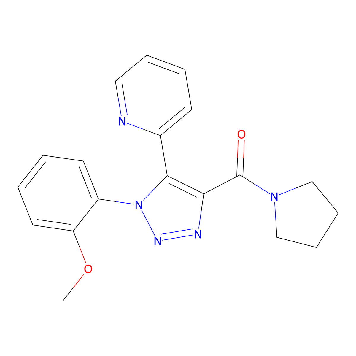 2-[1-(2-methoxyphenyl)-4-(pyrrolidin-1-ylcarbonyl)-1H-1,2,3-triazol-5-yl]pyridine molecular structure, CAS 1396843-10-9