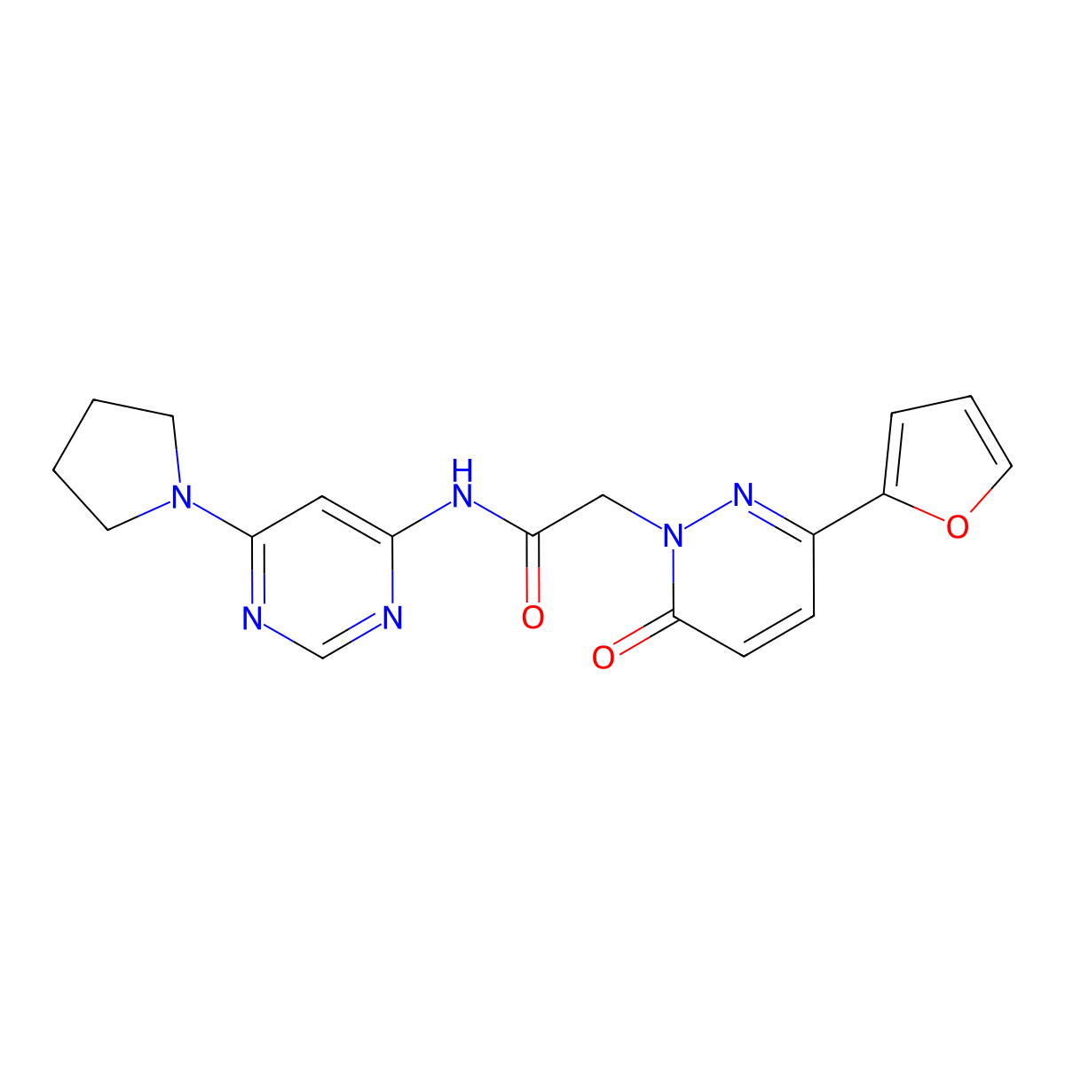 2-(3-(furan-2-yl)-6-oxopyridazin-1(6H)-yl)-N-(6-(pyrrolidin-1-yl)pyrimidin-4-yl)acetamide molecular structure, CAS 1396843-14-3