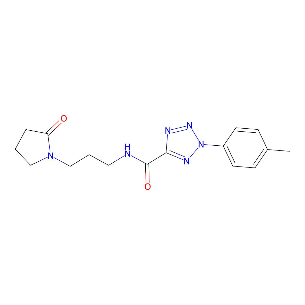 N-(3-(2-oxopyrrolidin-1-yl)propyl)-2-(p-tolyl)-2H-tetrazole-5-carboxamide molecular structure, CAS 1396843-15-4