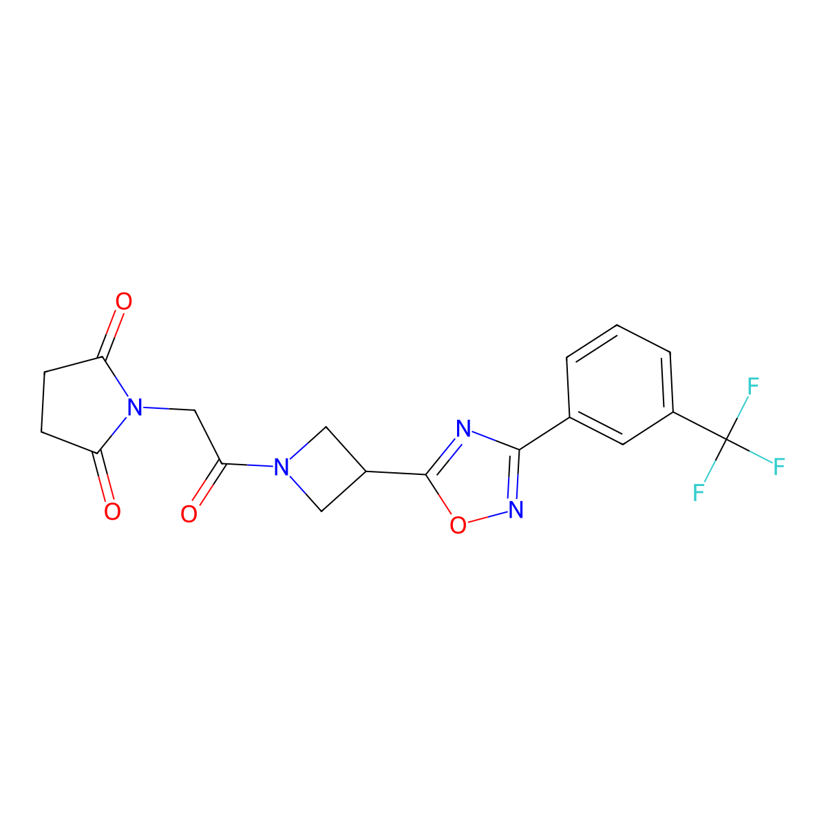1-[2-Oxo-2-(3-{3-[3-(trifluoromethyl)phenyl]-1,2,4-oxadiazol-5-yl}azetidin-1-yl)ethyl]pyrrolidine-2,5-dione molecular structure, CAS 1396843-19-8