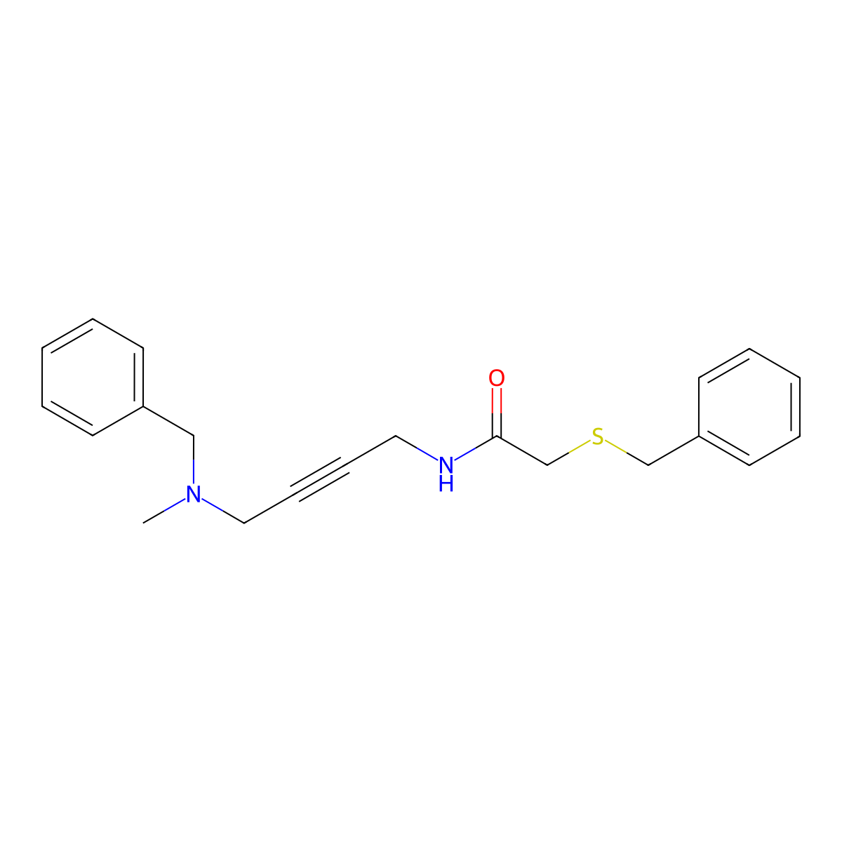 N-(4-(benzyl(methyl)amino)but-2-yn-1-yl)-2-(benzylthio)acetamide molecular structure, CAS 1396843-23-4