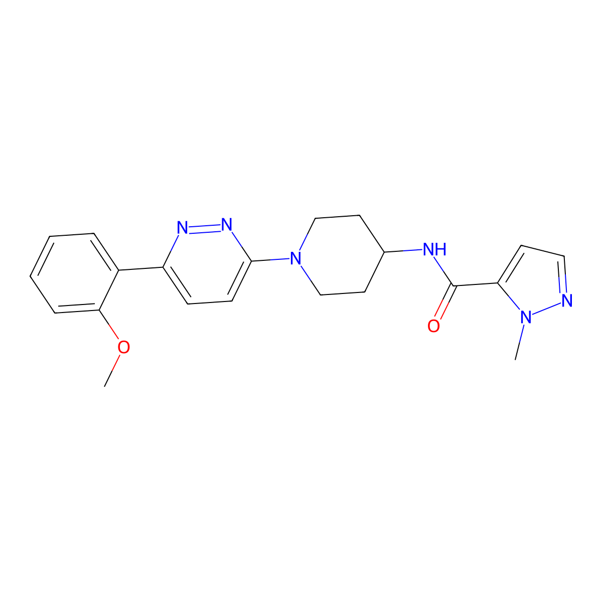 N-{1-[6-(2-methoxyphenyl)pyridazin-3-yl]piperidin-4-yl}-1-methyl-1H-pyrazole-5-carboxamide molecular structure, CAS 1396843-28-9