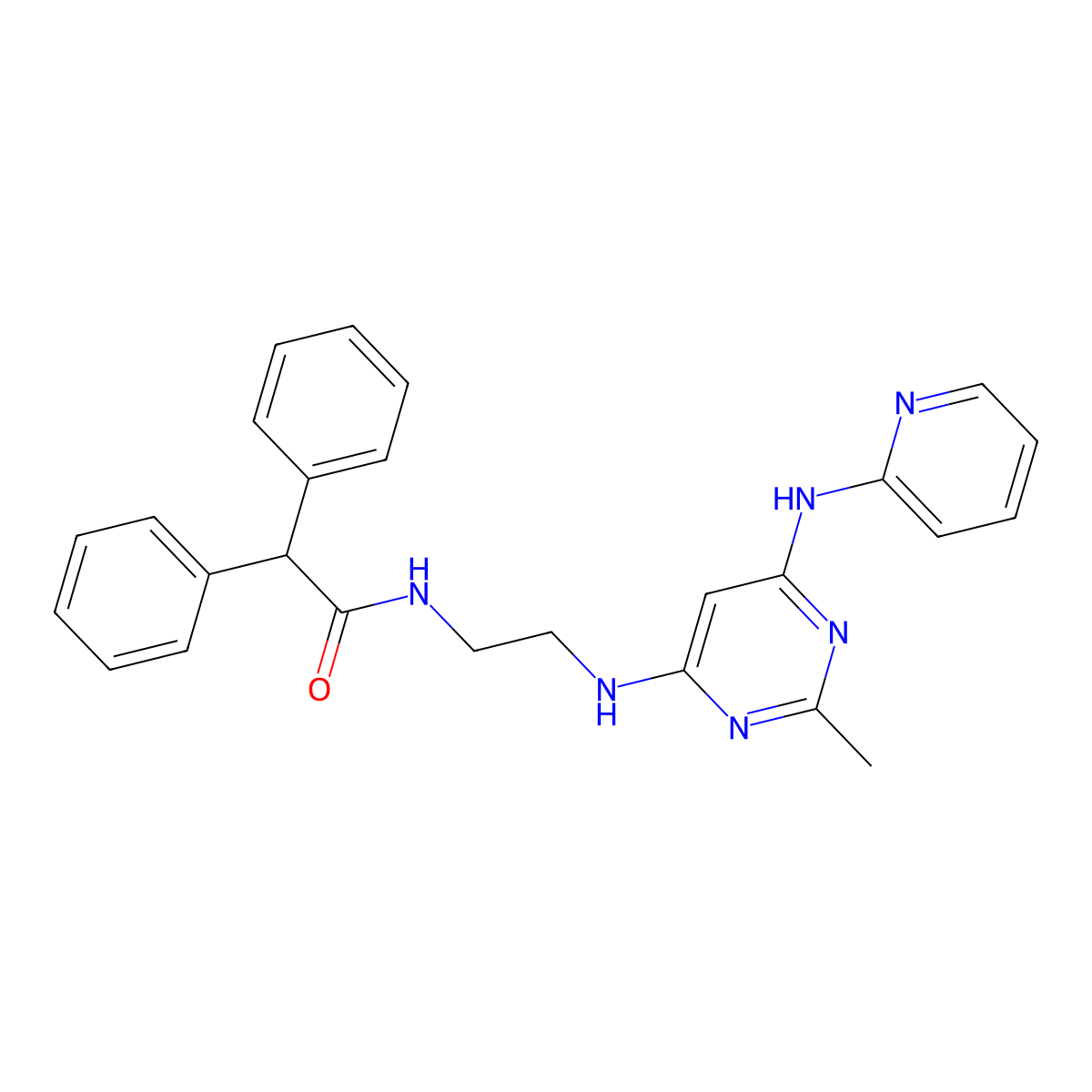 N-(2-((2-methyl-6-(pyridin-2-ylamino)pyrimidin-4-yl)amino)ethyl)-2,2-diphenylacetamide molecular structure, CAS 1396843-40-5