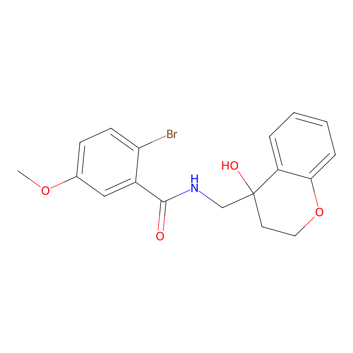 2-bromo-N-((4-hydroxychroman-4-yl)methyl)-5-methoxybenzamide molecular structure, CAS 1396843-46-1