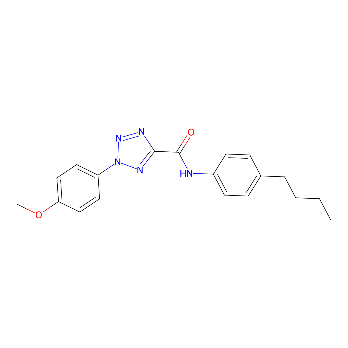 N-(4-butylphenyl)-2-(4-methoxyphenyl)-2H-tetrazole-5-carboxamide molecular structure, CAS 1396843-47-2