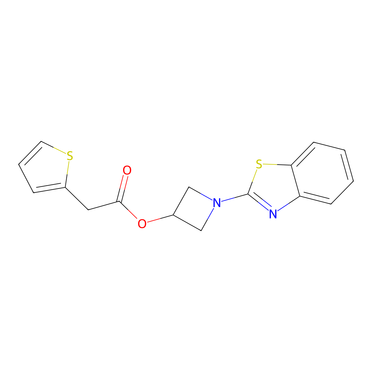 1-(Benzo[d]thiazol-2-yl)azetidin-3-yl 2-(thiophen-2-yl)acetate molecular structure, CAS 1396843-49-4
